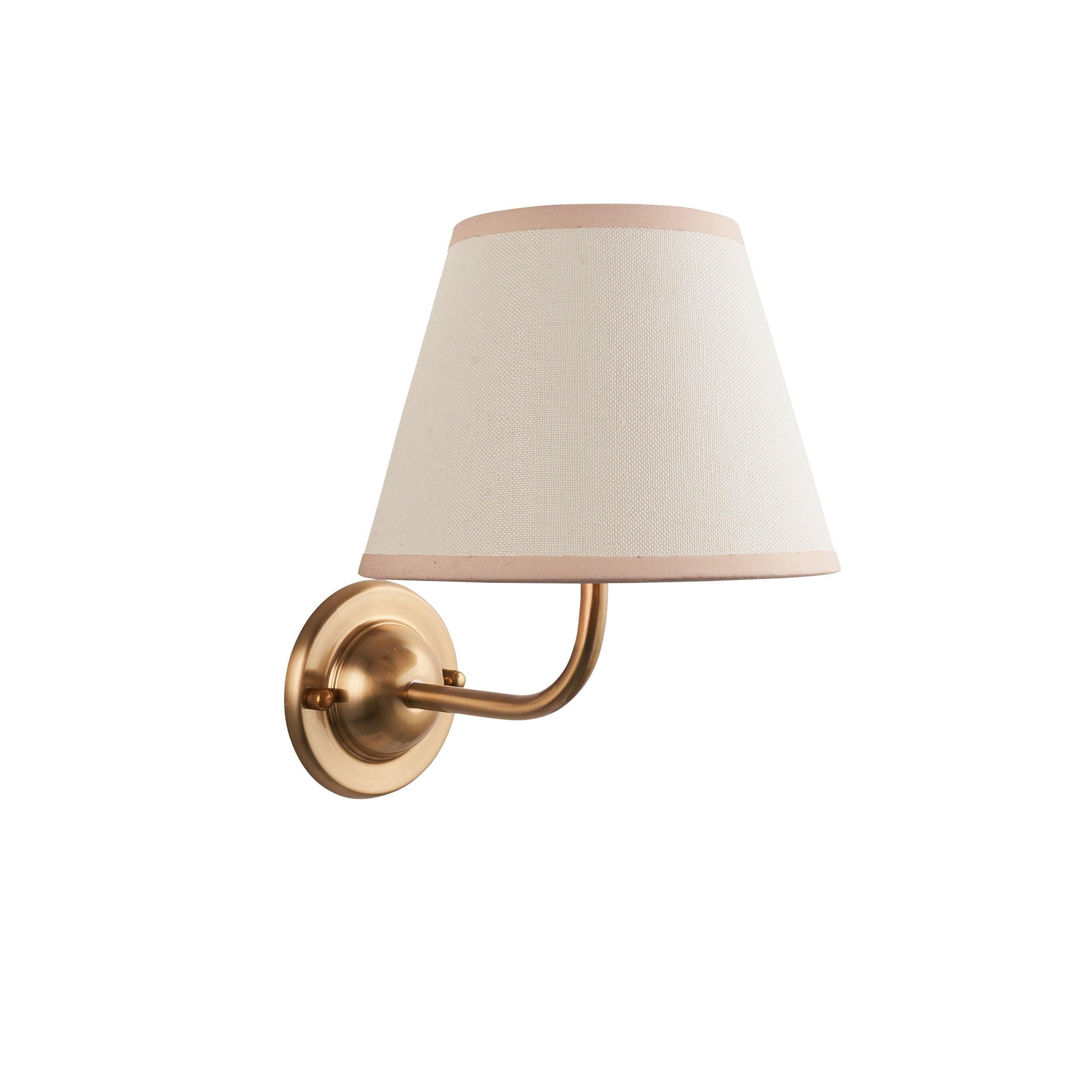 Dome Arc Brass Wall Light & Ivy 20cm Vintage white Shade