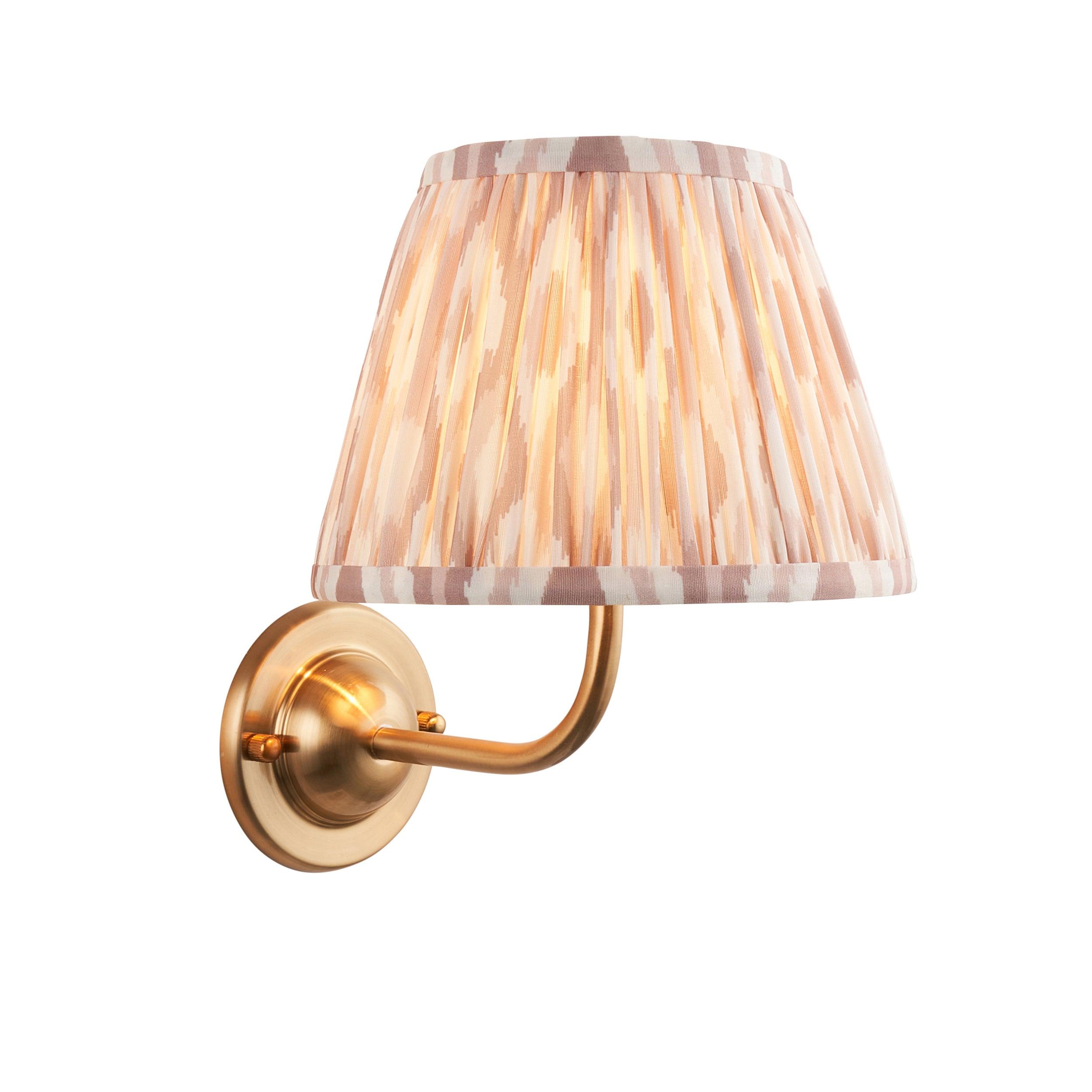 Dome Arc Brass Wall Light & Ikat 20cm Neutral Shade