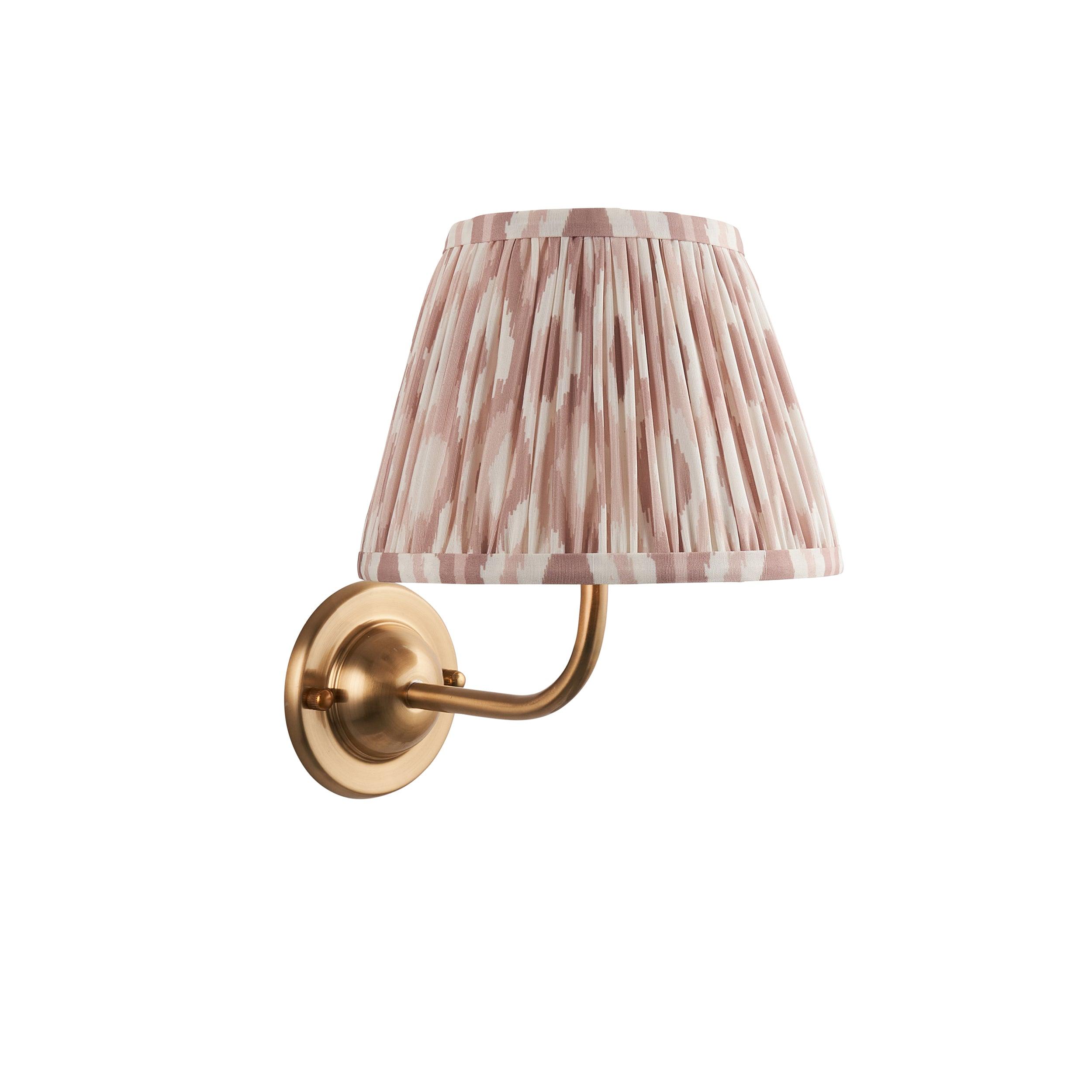 Dome Arc Brass Wall Light & Ikat 20cm Neutral Shade