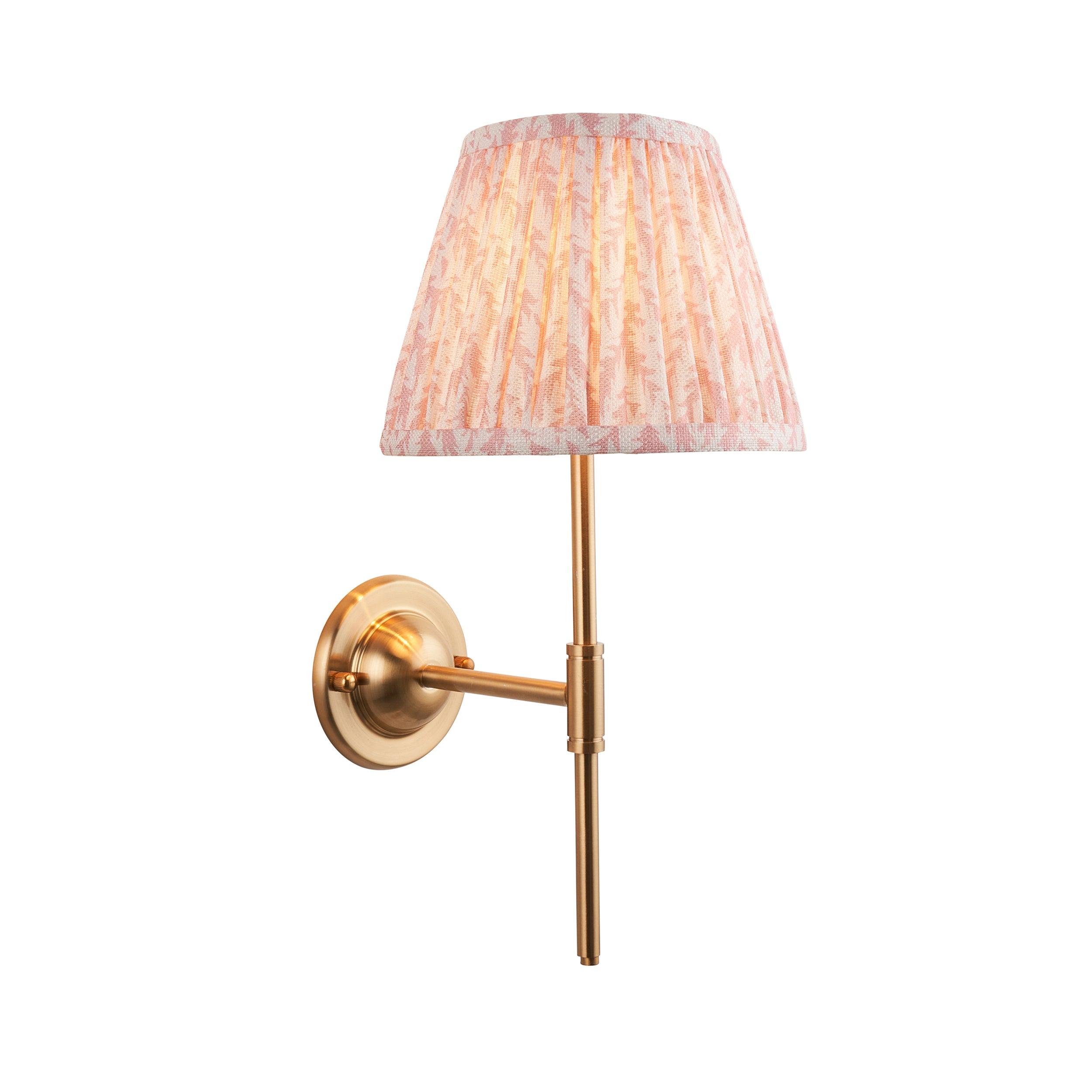Dome T Bar Brass Wall Light & Leaf 20cm Peachy keen Shade