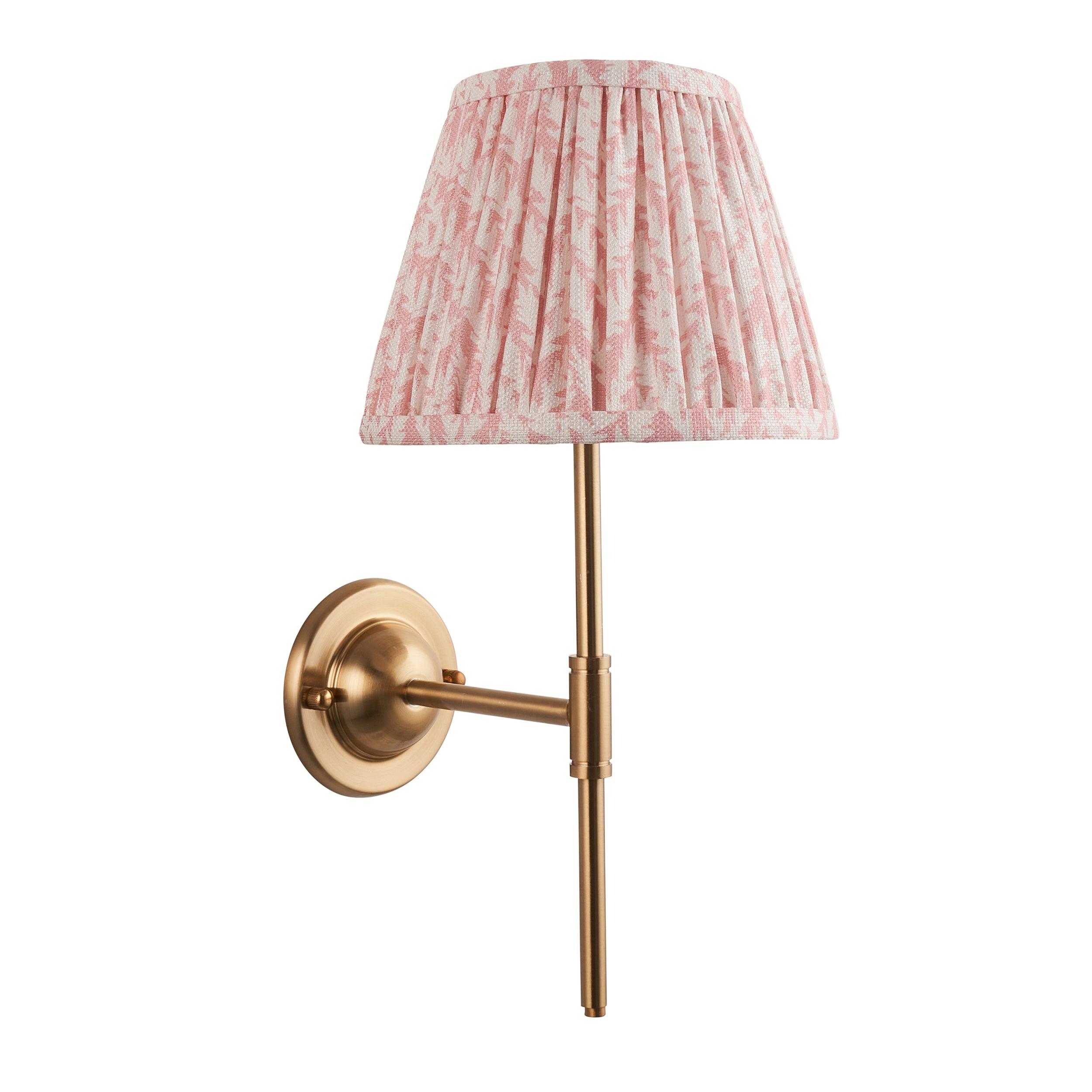 Dome T Bar Brass Wall Light & Leaf 20cm Peachy keen Shade