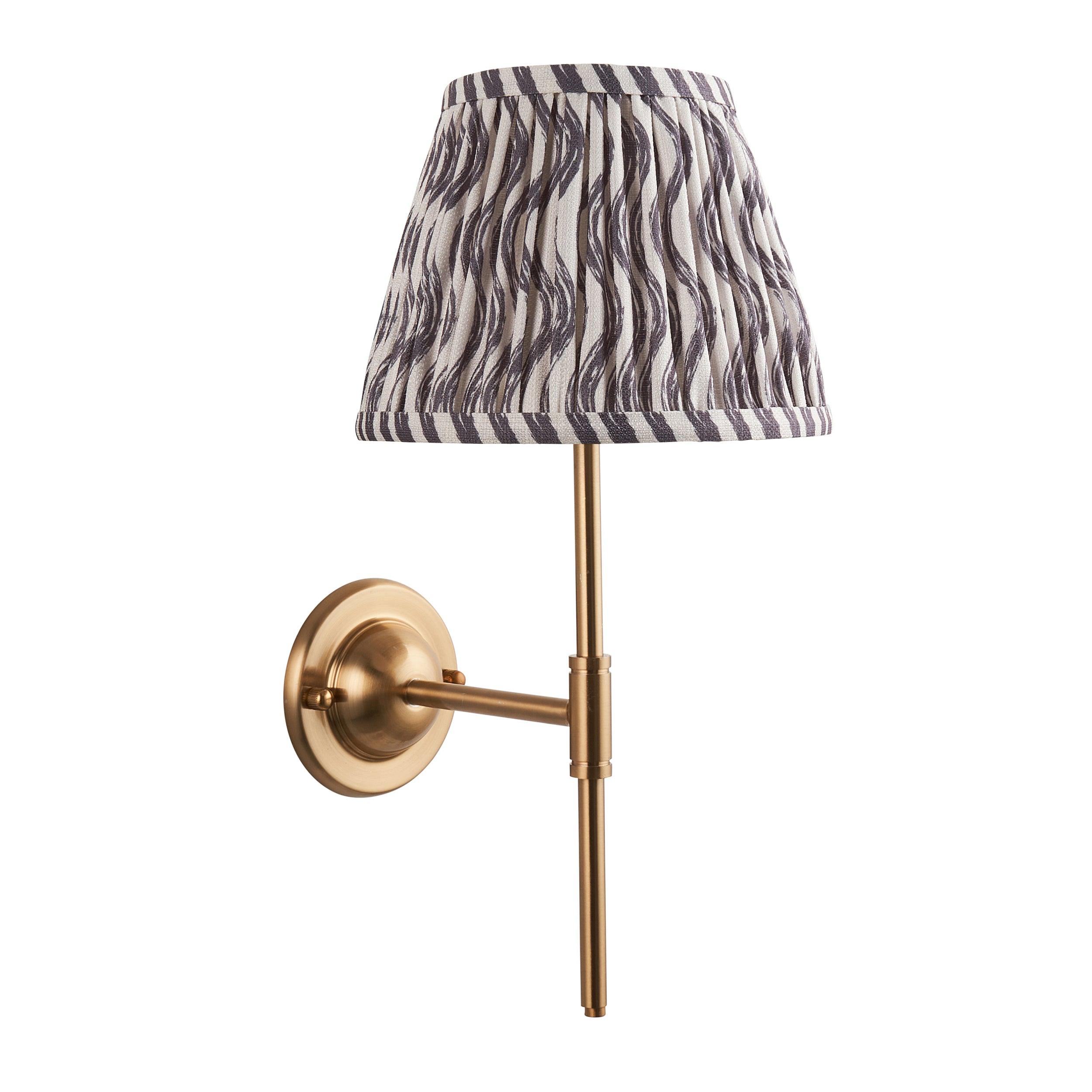 Dome T Bar Brass Wall Light & Ripple 20cm Pearl Grey Shade