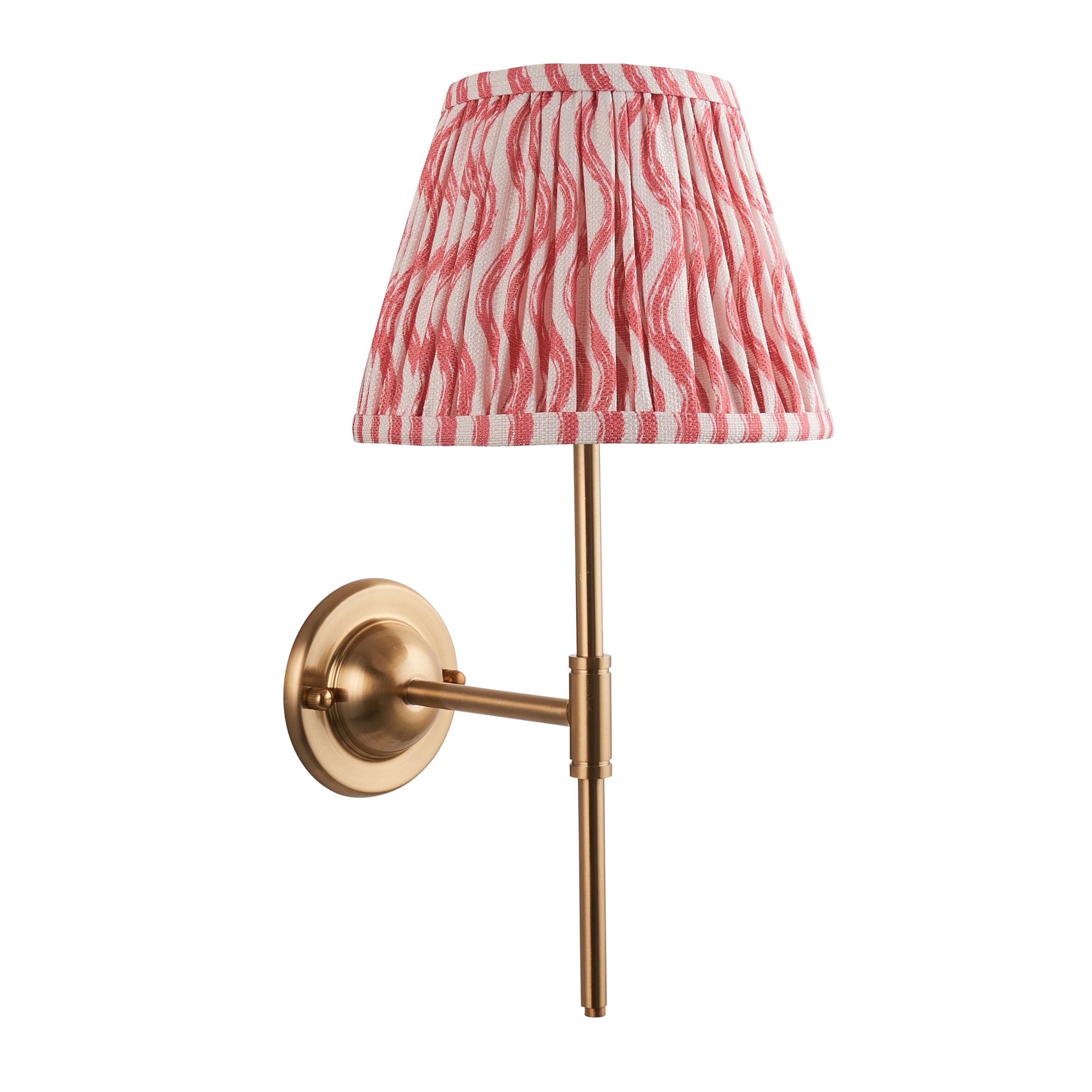 Dome T Bar Brass Wall Light & Ripple 20cm Coral Pink Shade