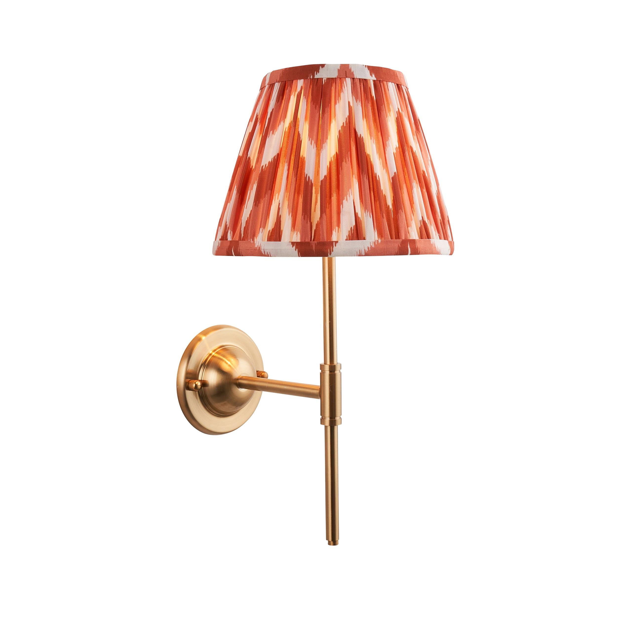 Dome T Bar Brass Wall Light & Zigzag 20cm Apricot Orange Shade