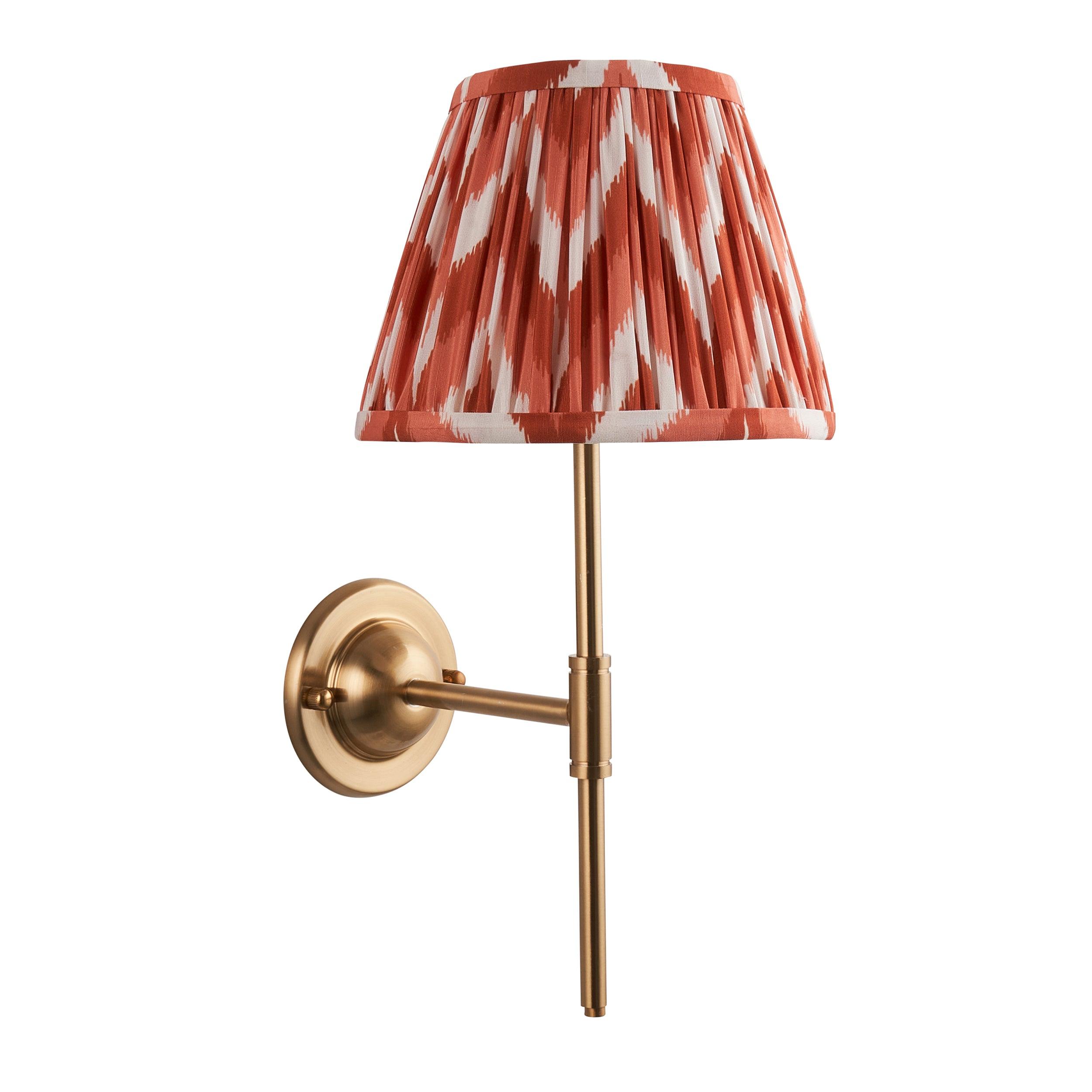 Dome T Bar Brass Wall Light & Zigzag 20cm Apricot Orange Shade