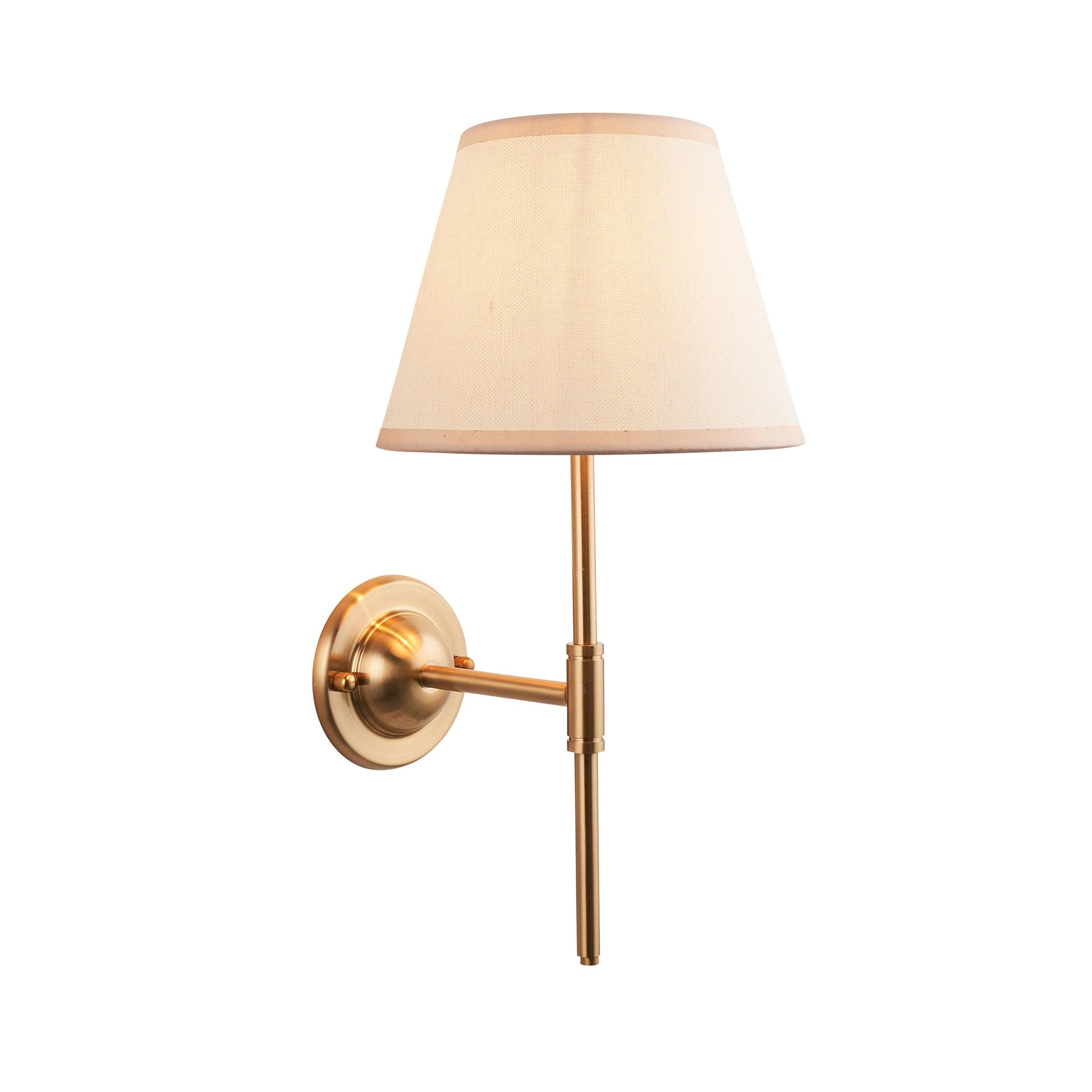 Dome T Bar Brass Wall Light & Ivy 20cm Vintage white Shade
