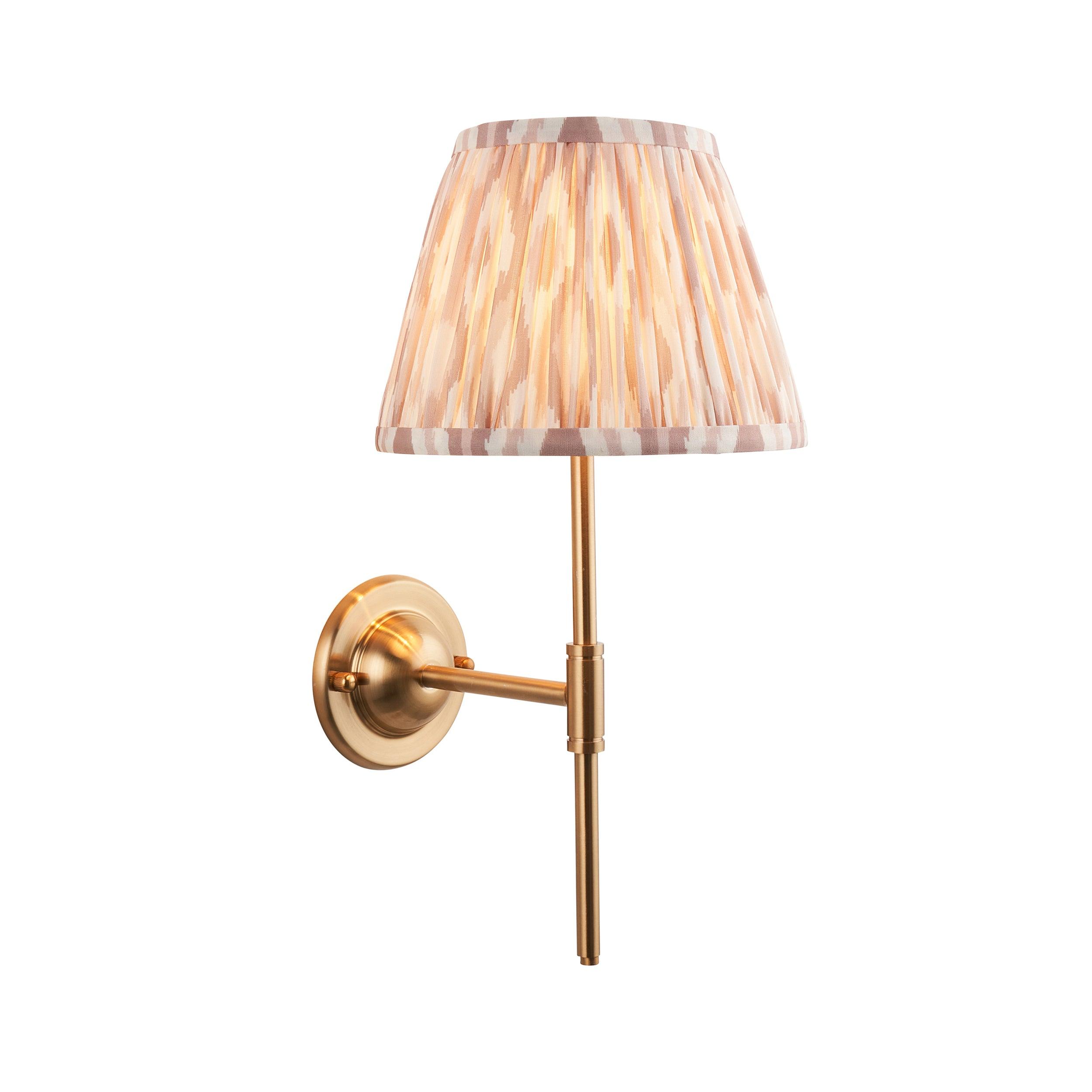 Dome T Bar Brass Wall Light & Ikat 20cm Neutral Shade