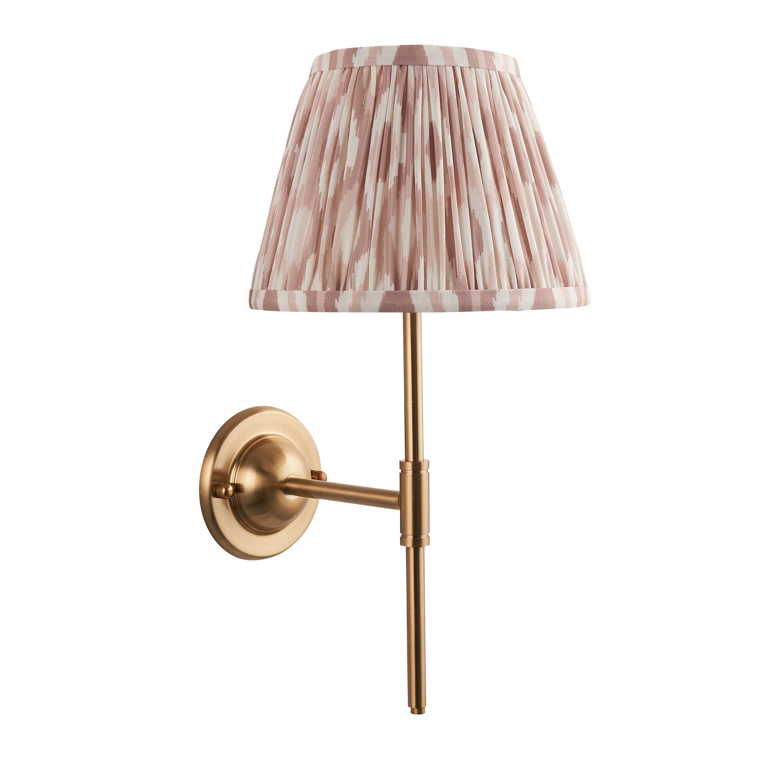 Dome T Bar Brass Wall Light & Ikat 20cm Neutral Shade