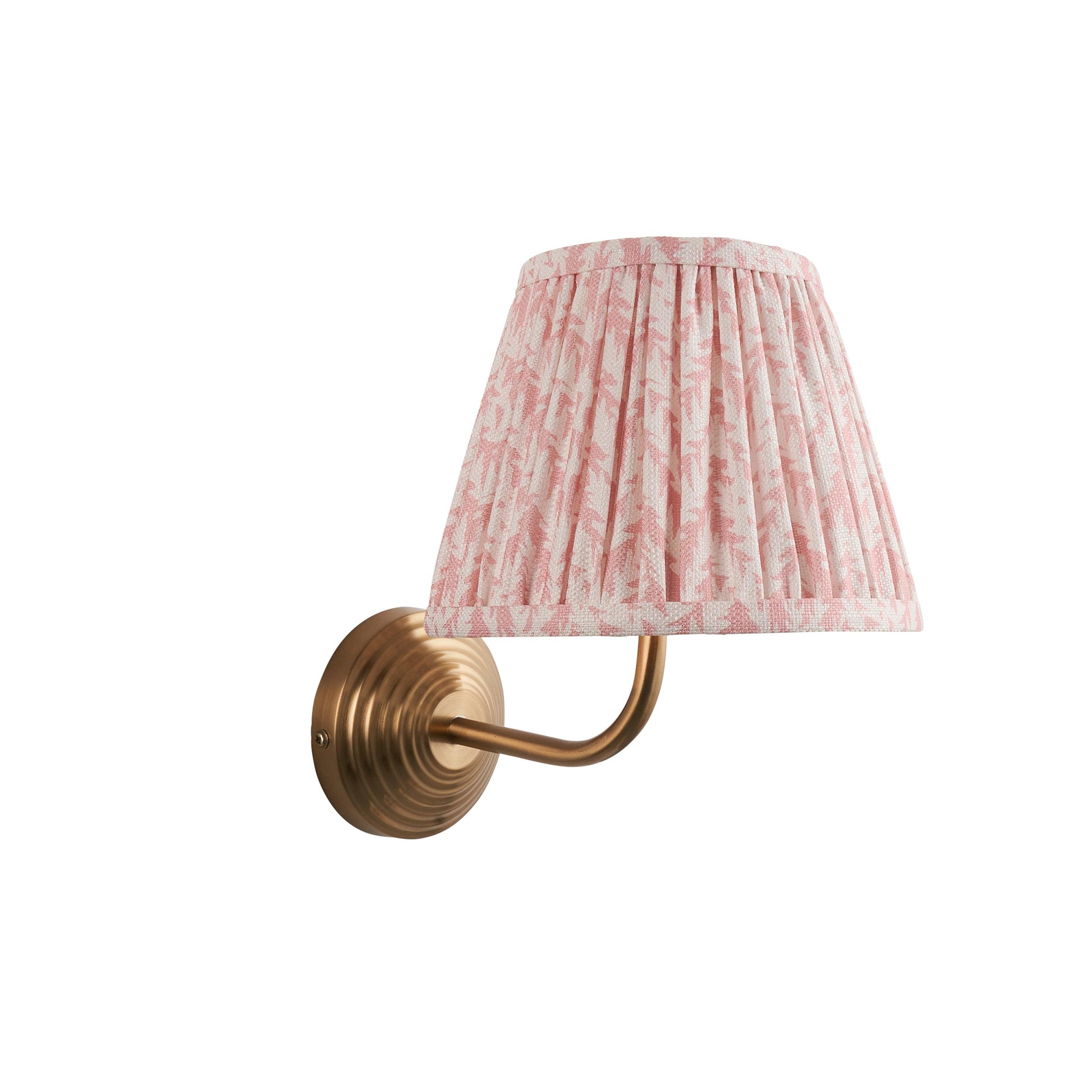 Obelisk Arc Brass Wall Light & Leaf 20cm Peachy keen Shade