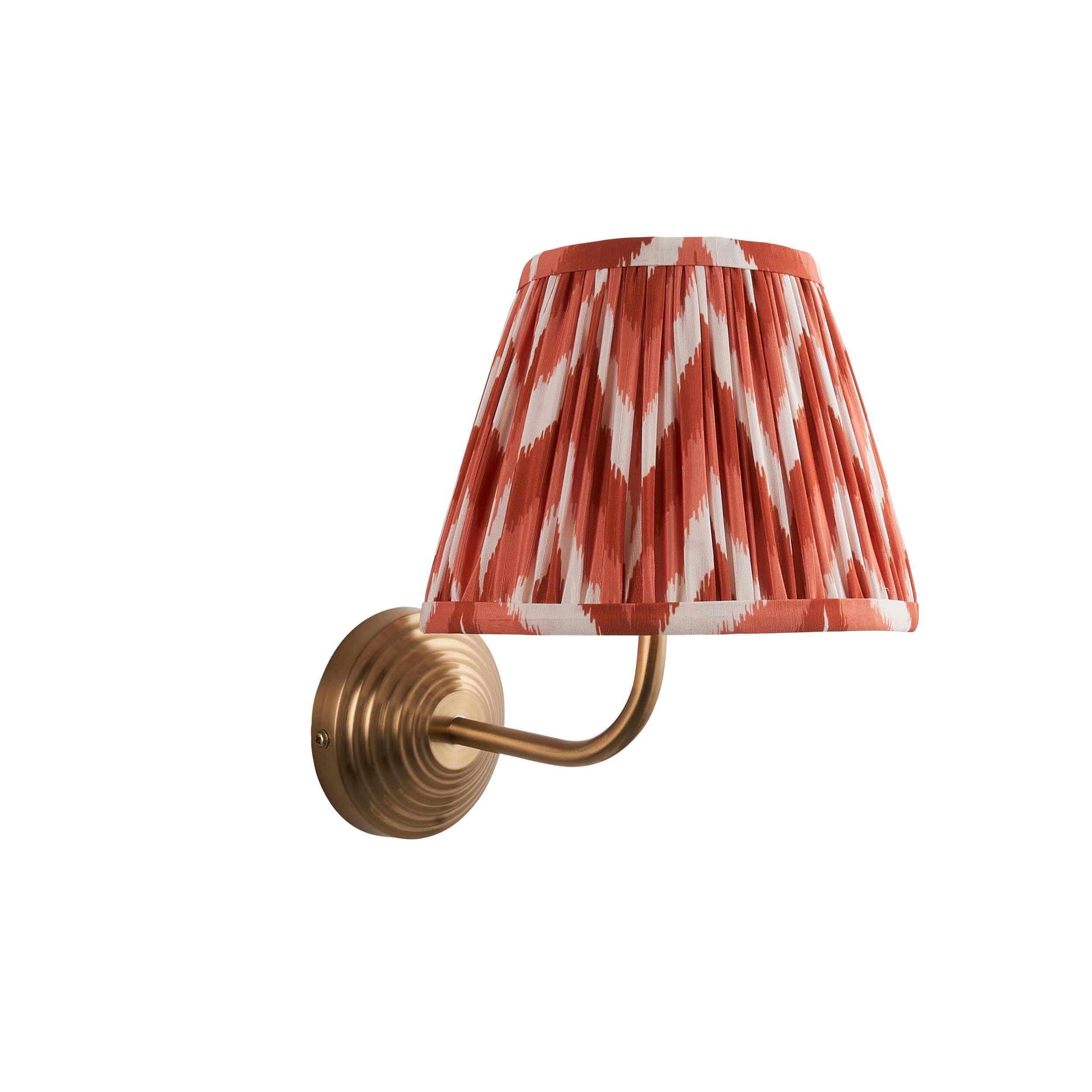 Obelisk Arc Brass Wall Light & Zigzag 20cm Apricot Orange Shade
