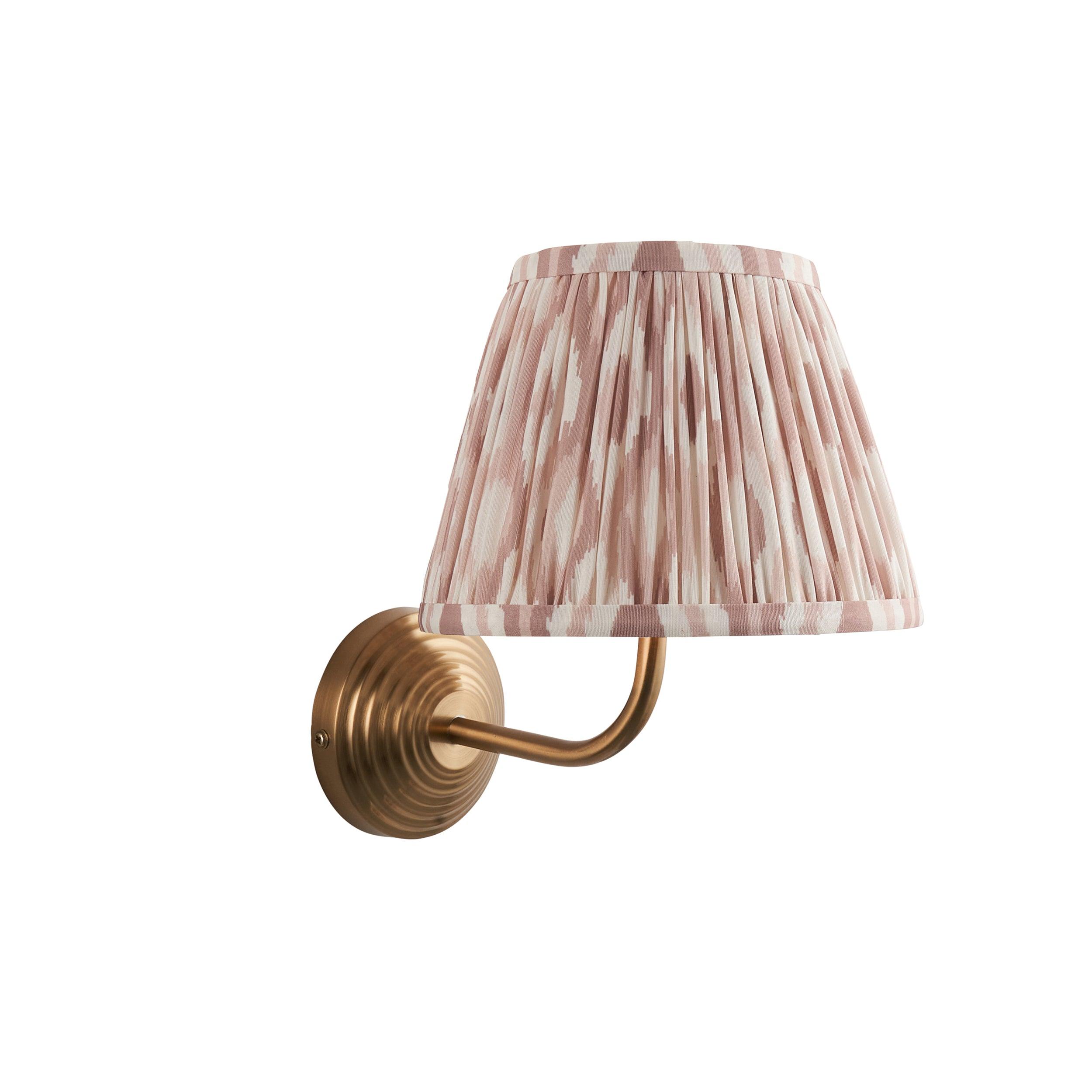 Obelisk Arc Brass Wall Light & Ikat 20cm Neutral Shade