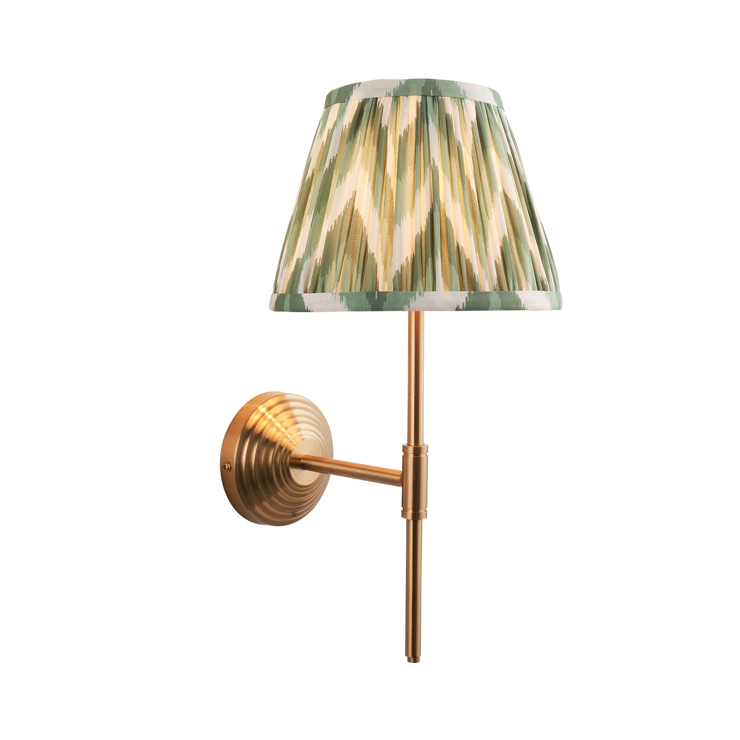 Obelisk Brass Wall Light T Bar & Zigzag 20cm Cotswold Green Shade