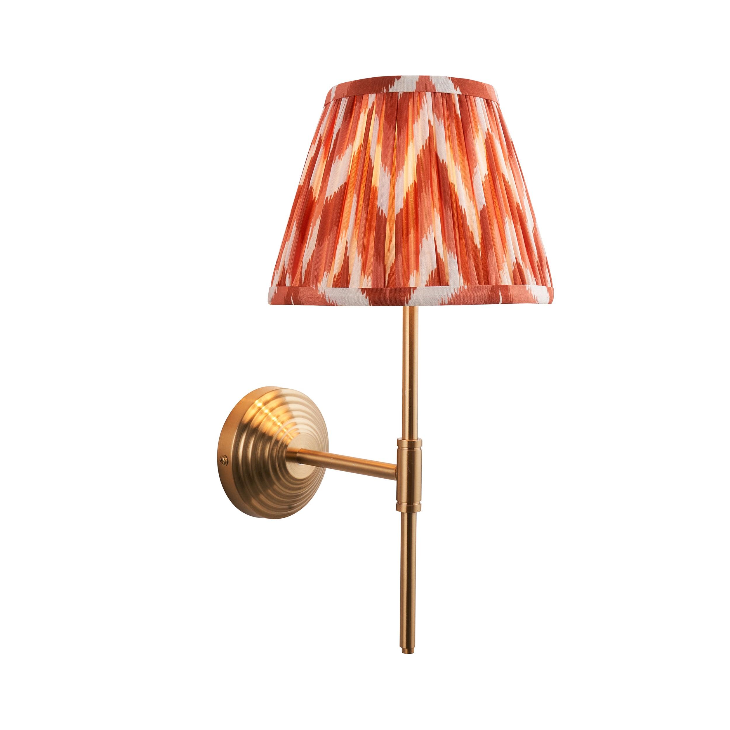 Obelisk Brass Wall Light T Bar & Zigzag 20cm Apricot Orange Shade