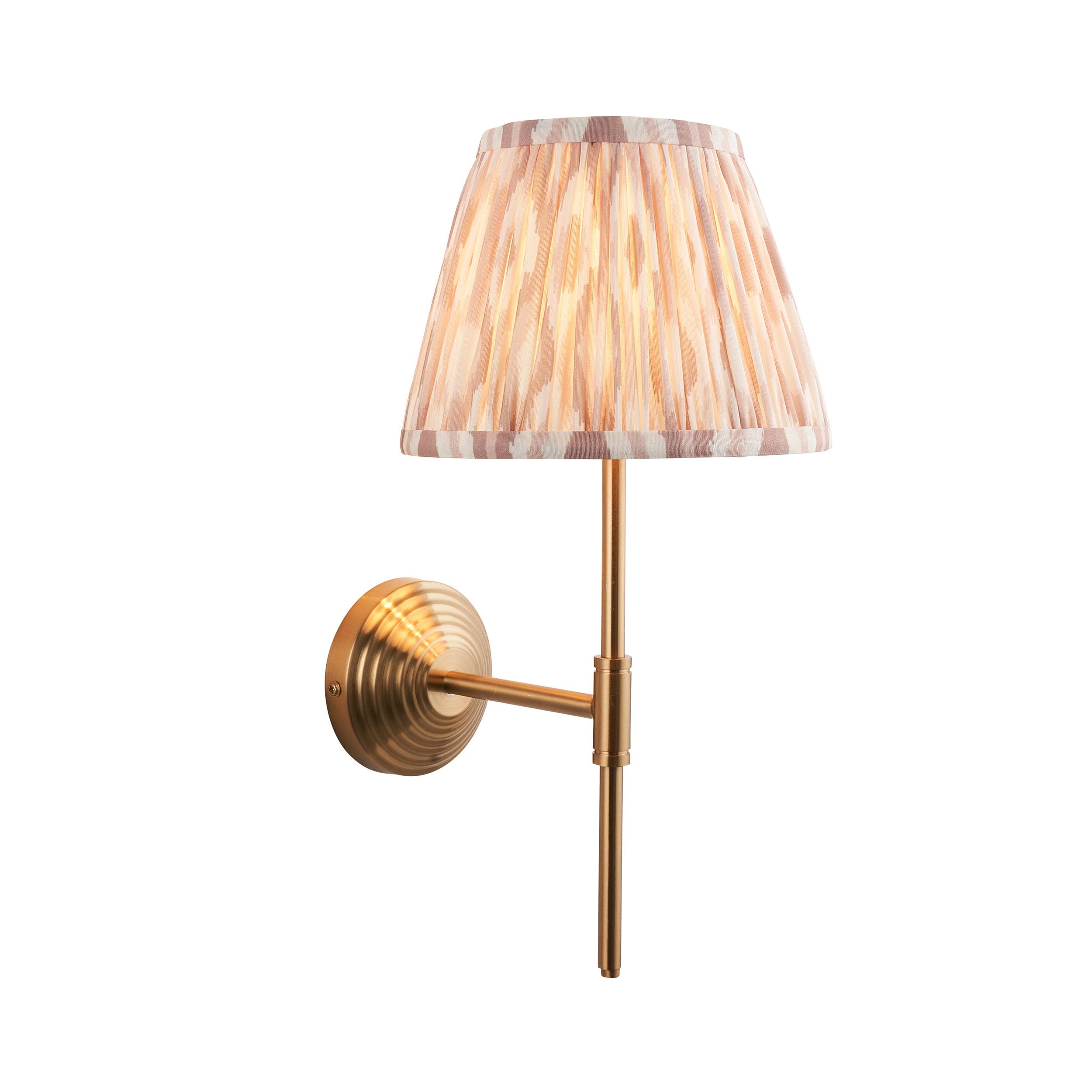 Obelisk Brass Wall Light T Bar & Ikat 20cm Neutral Shade