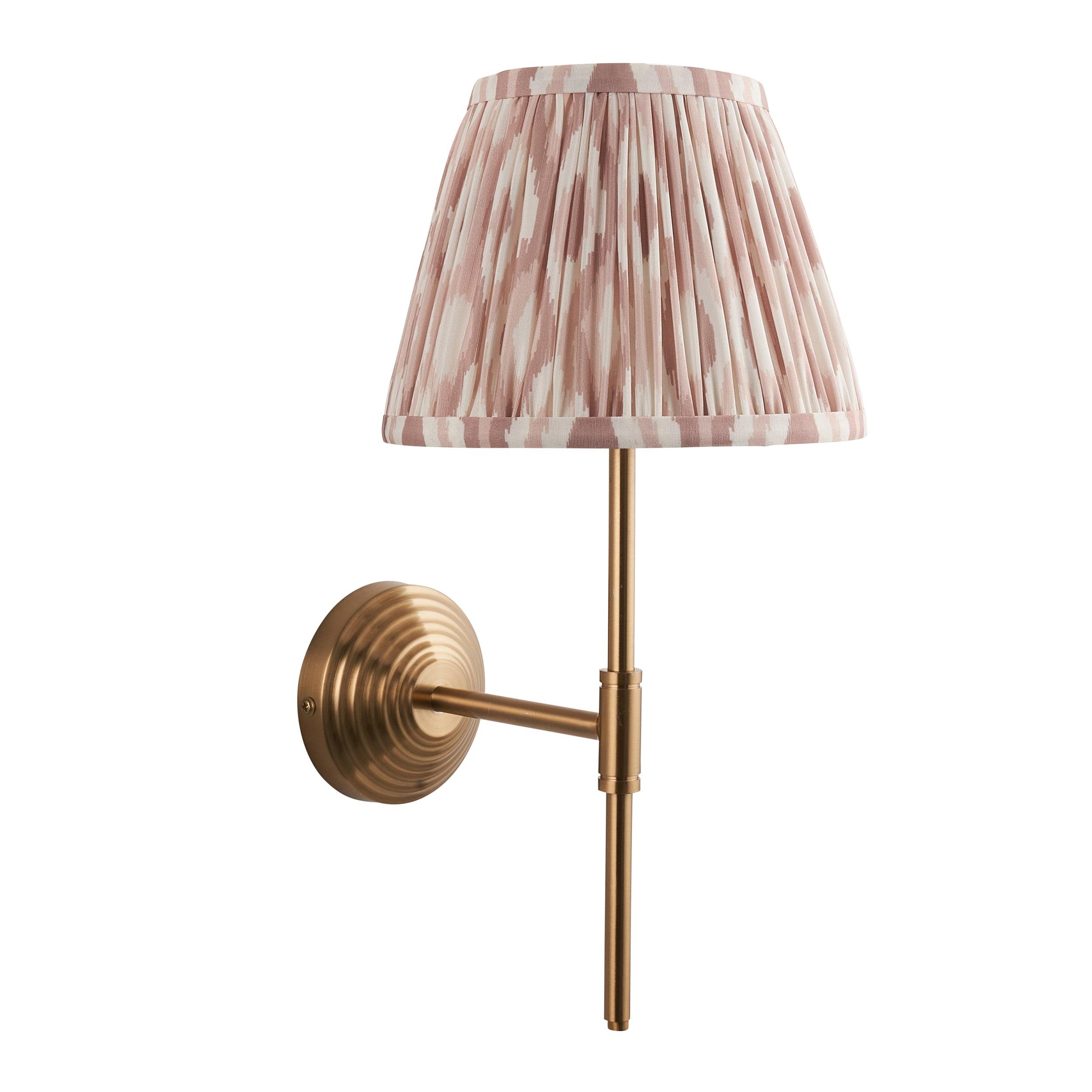 Obelisk Brass Wall Light T Bar & Ikat 20cm Neutral Shade