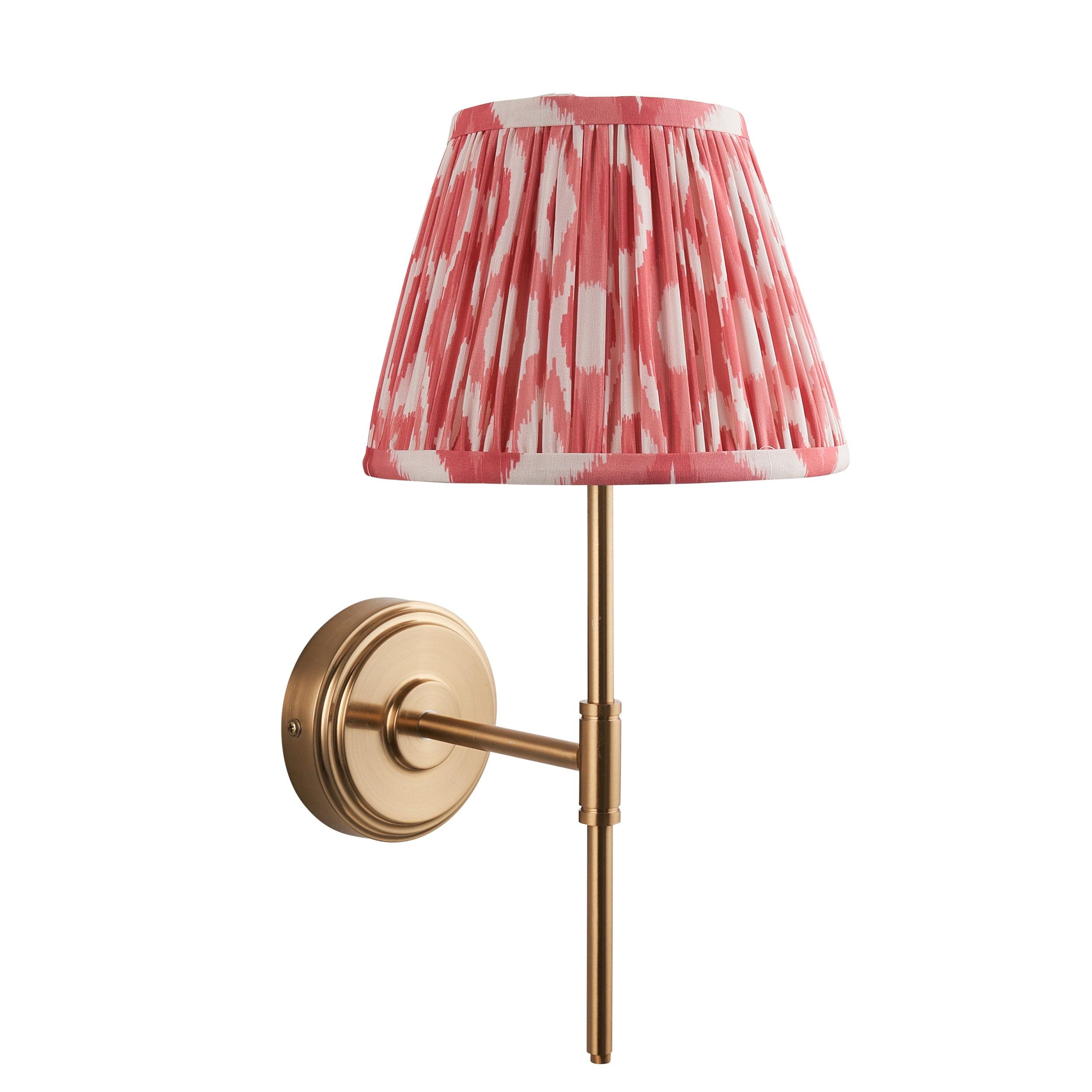 Step T Bar Brass Wall Light & Ikat 20cm Coral Pink Shade