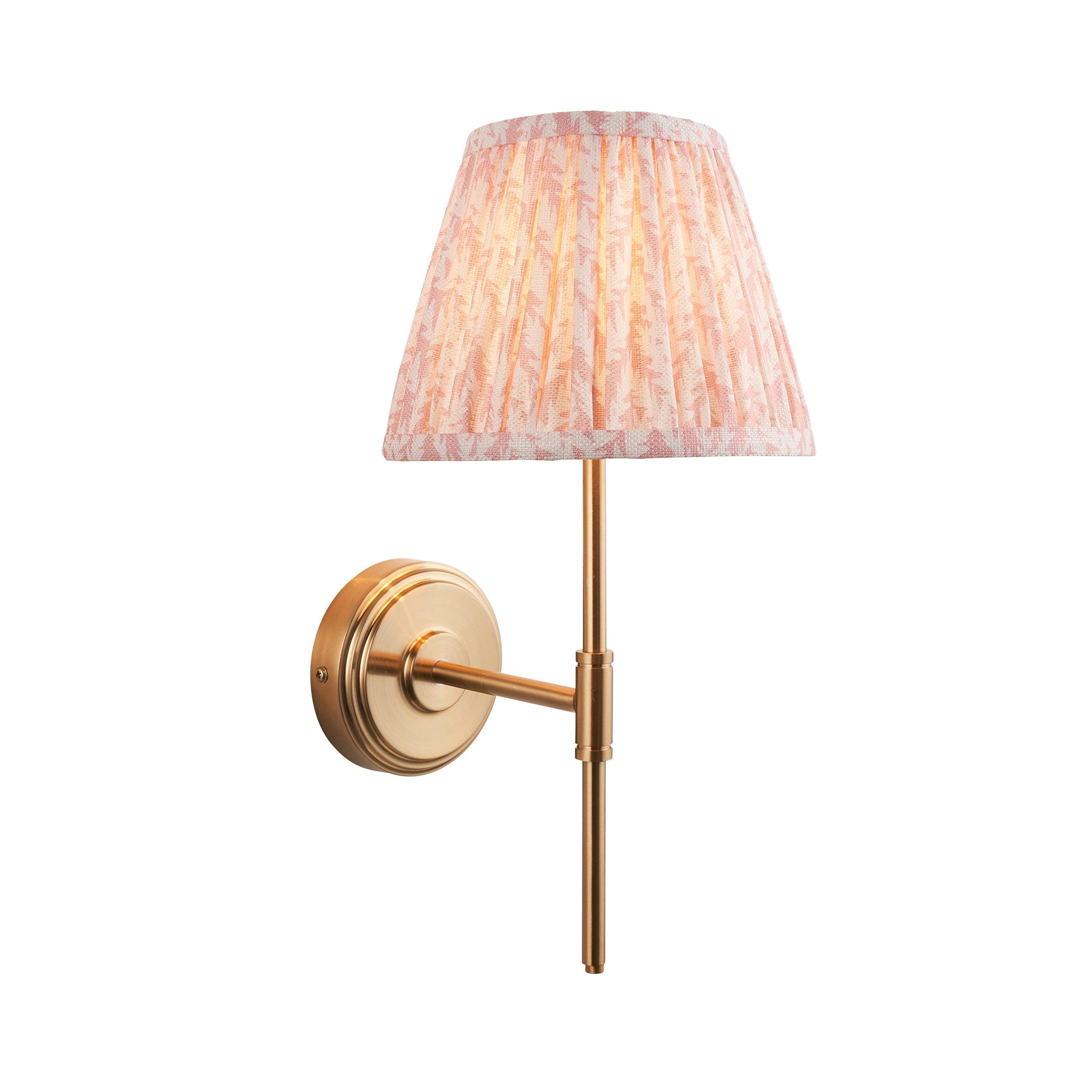 Step T Bar Brass Wall Light & Leaf 20cm Peachy keen Shade
