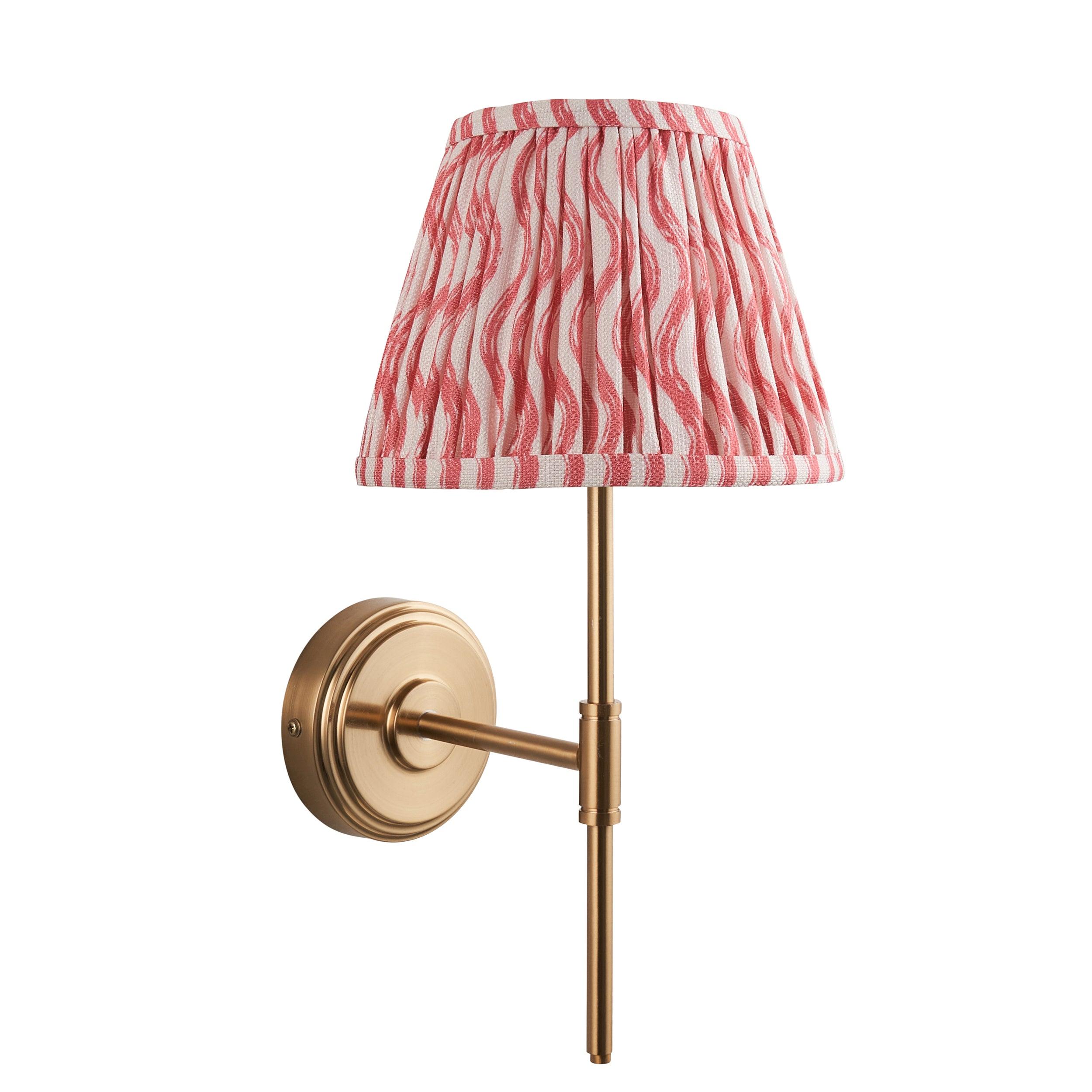 Step T Bar Brass Wall Light & Ripple 20cm Coral Pink Shade