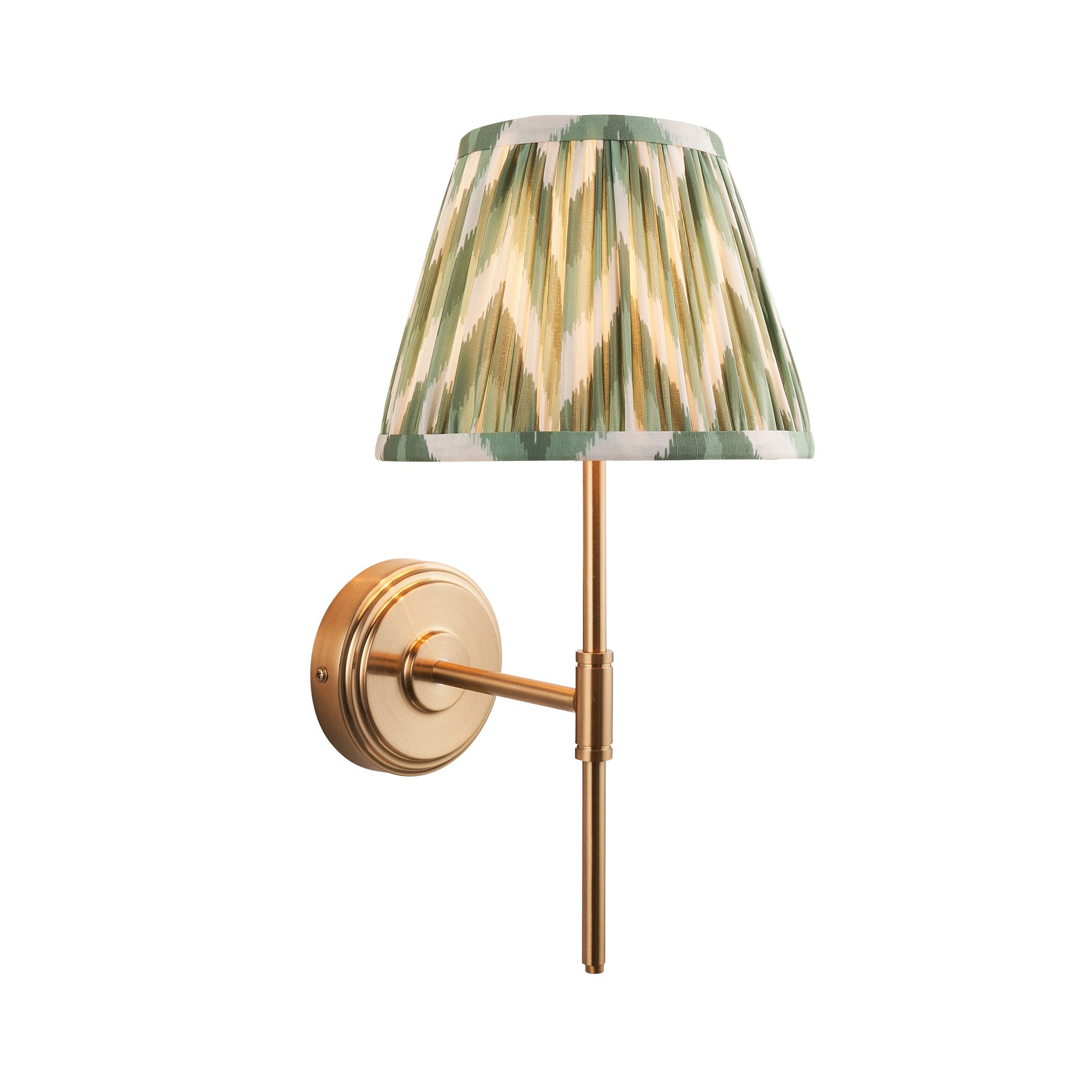 Step T Bar Brass Wall Light & Zigzag 20cm Cotswold Green Shade