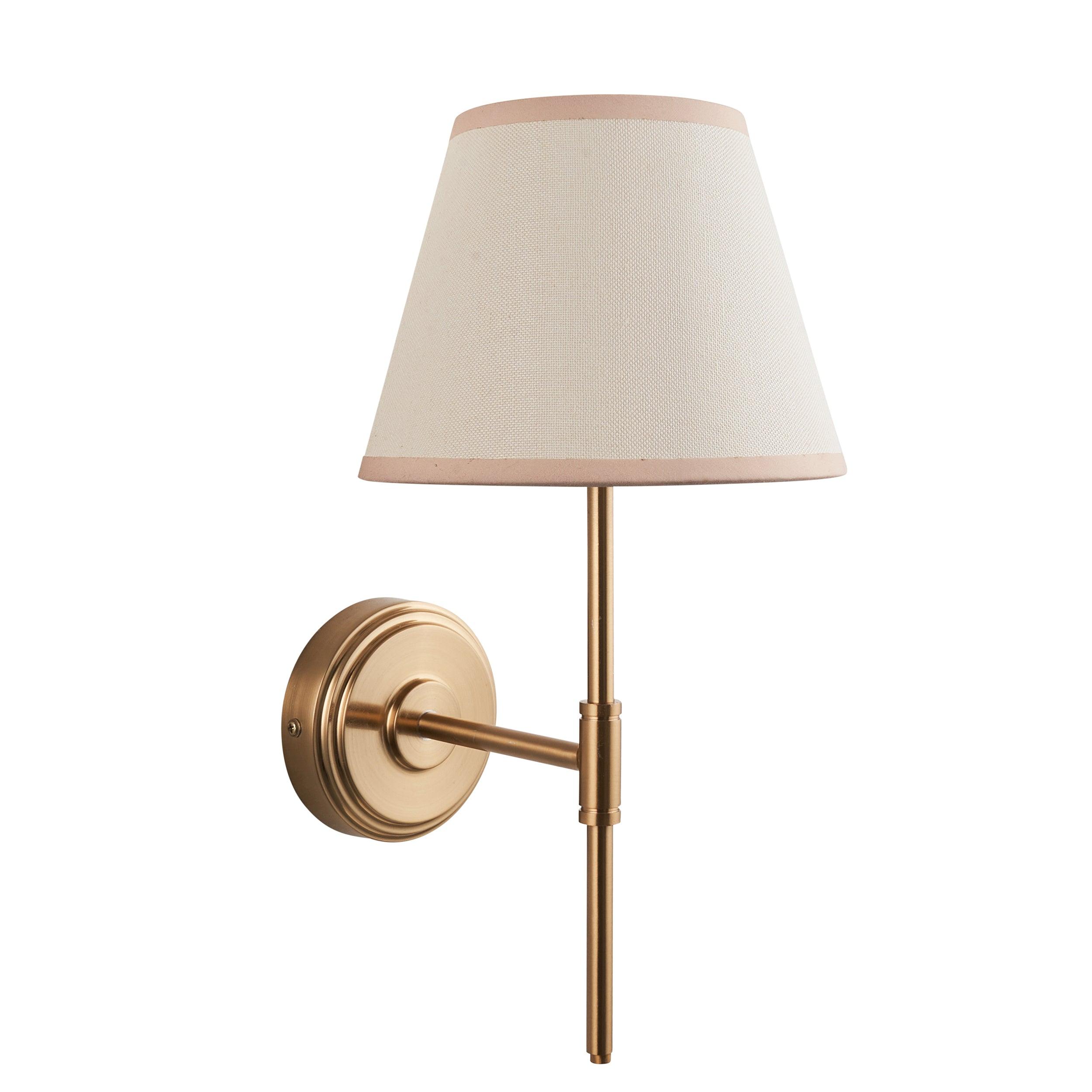 Step T Bar Brass Wall Light & Ivy 20cm Vintage white Shade