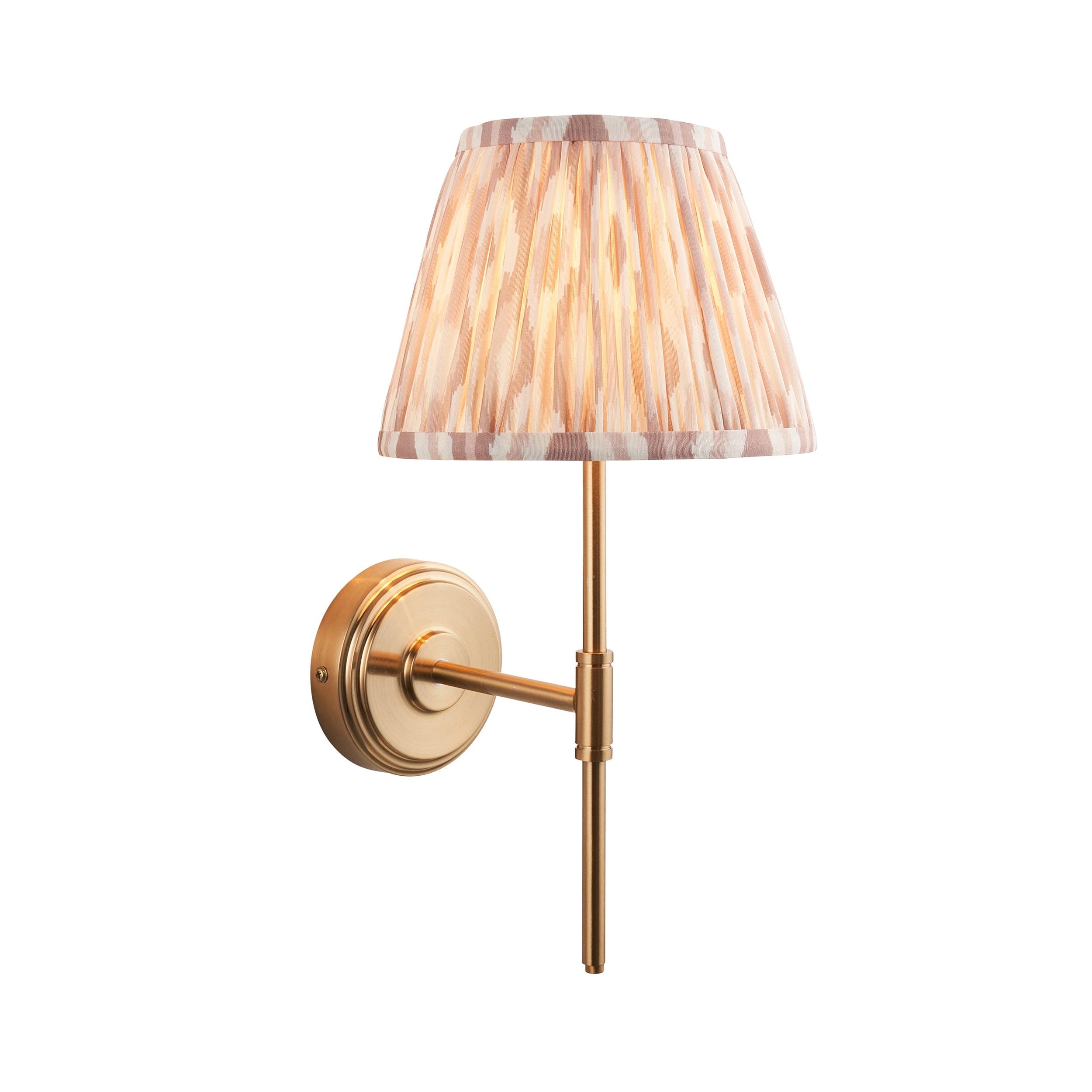 Step T Bar Brass Wall Light & Ikat 20cm Neutral Shade