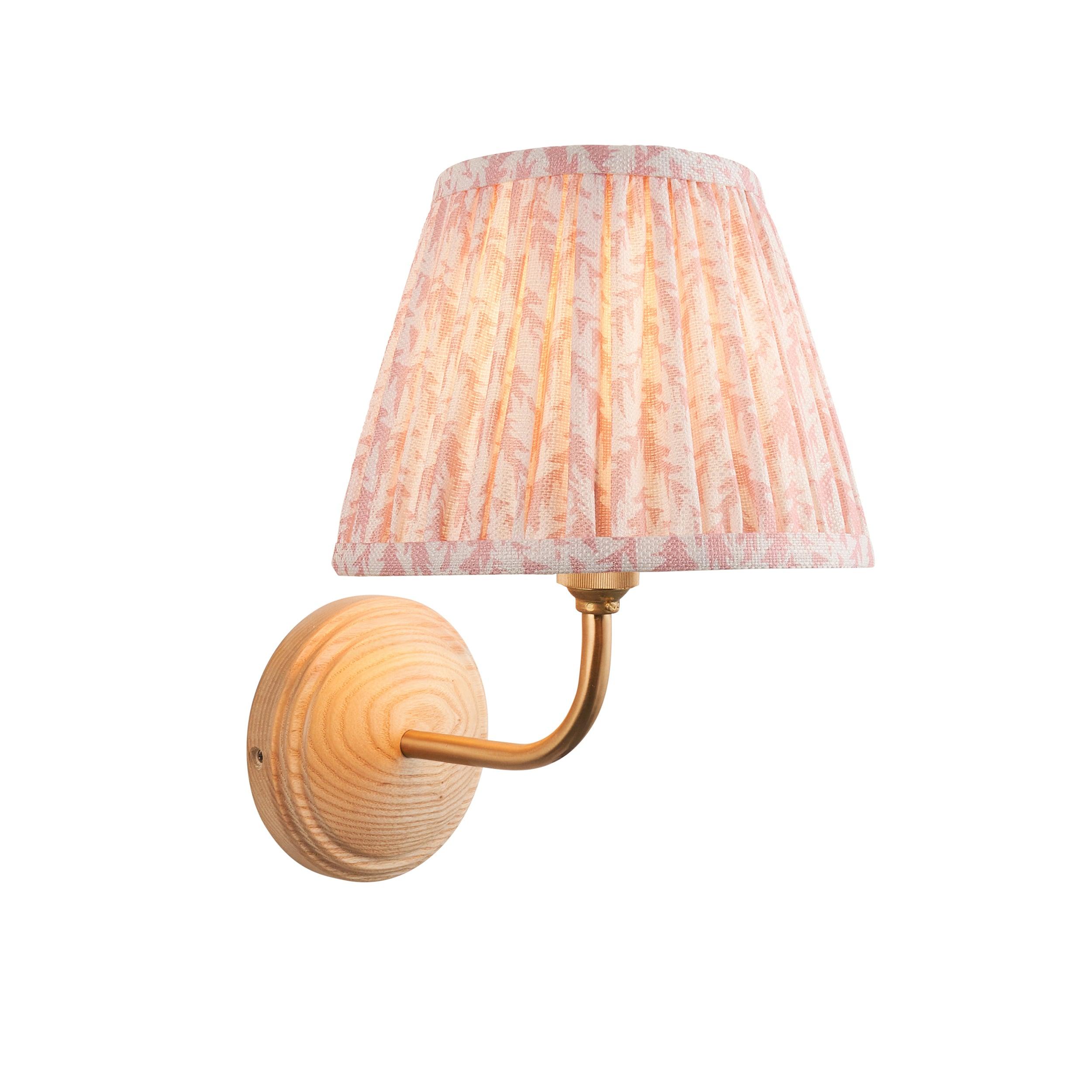 Wood Arc Wooden Wall Light & Leaf 20cm Peachy keen Shade
