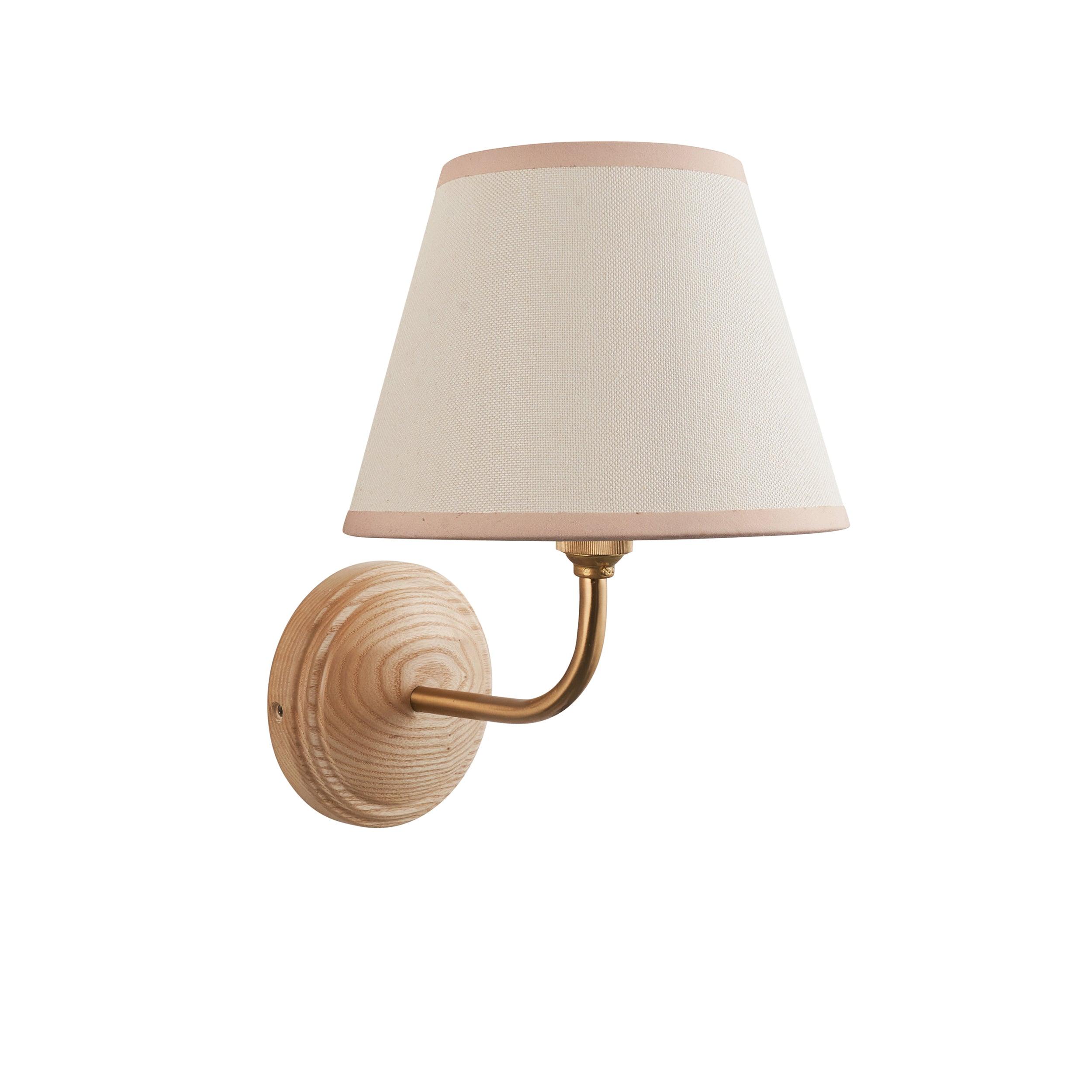 Wood Arc Wooden Wall Light & Ivy 20cm Vintage white Shade