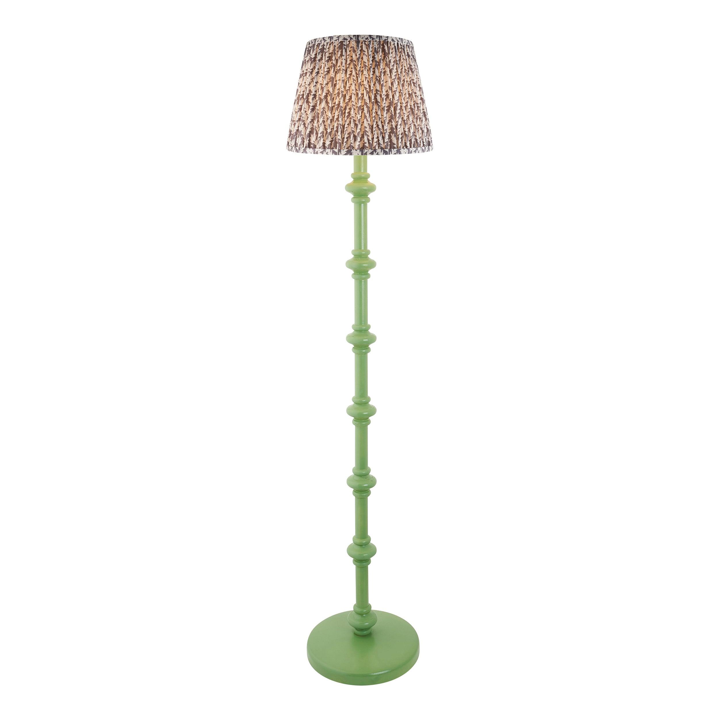 Carnaby Green Floor Lamp & Leaf 35cm Pearl Grey Shade