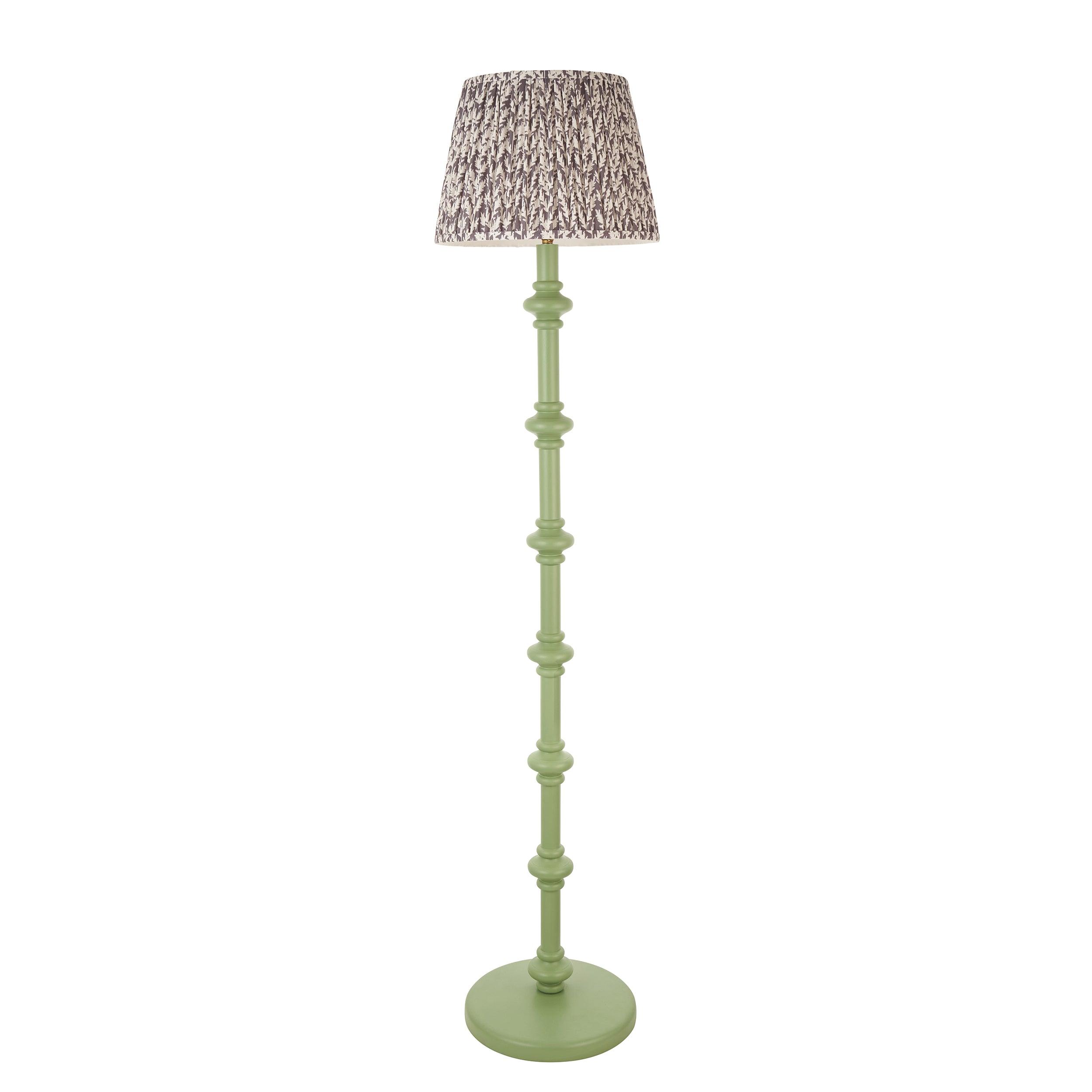 Carnaby Green Floor Lamp & Leaf 35cm Pearl Grey Shade