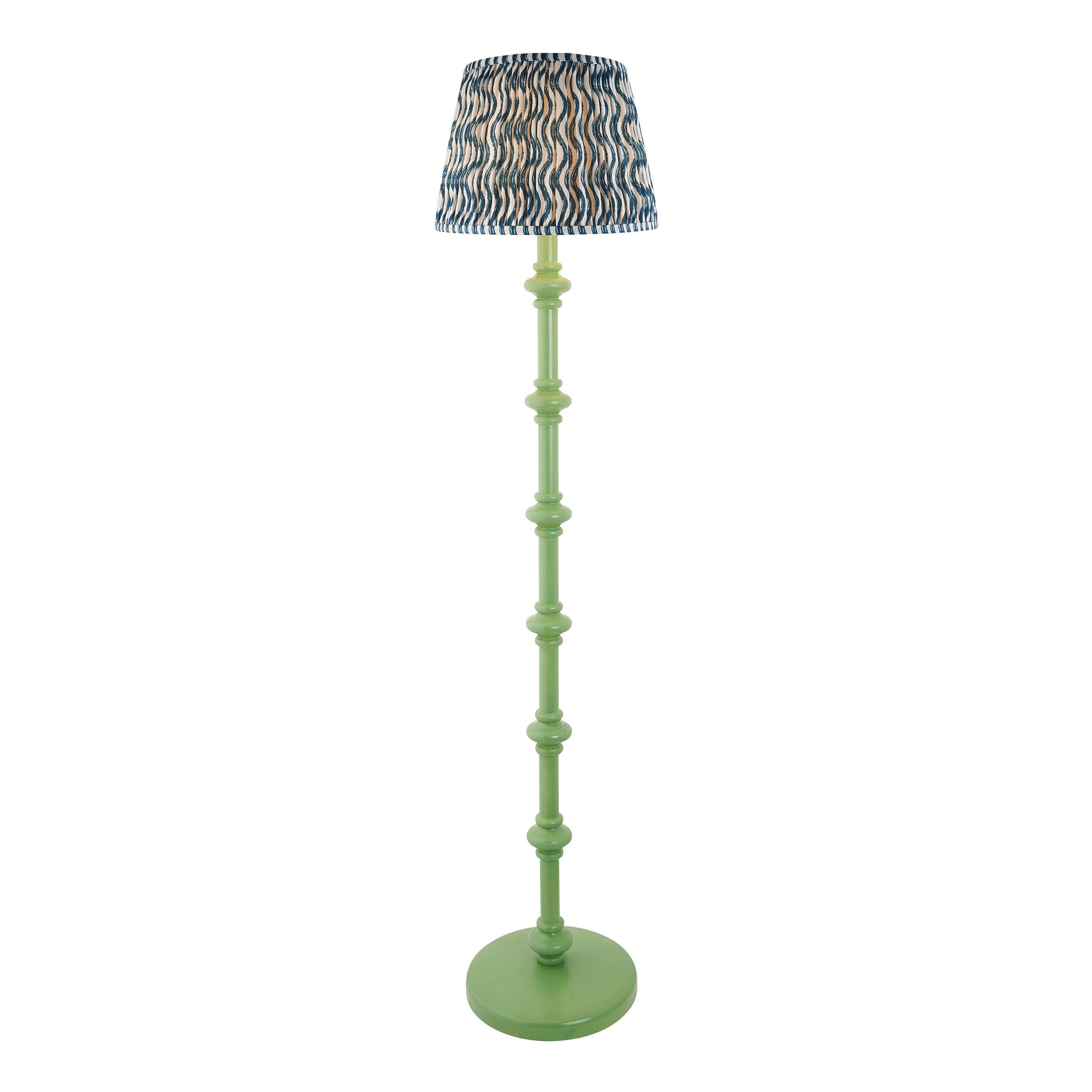 Carnaby Green Floor Lamp & Ripple 35cm Marlin Blue Shade