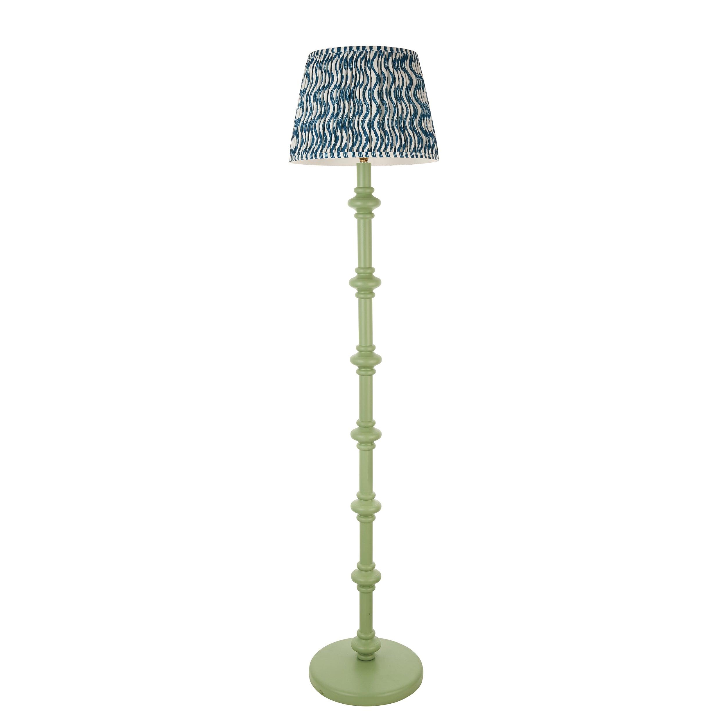 Carnaby Green Floor Lamp & Ripple 35cm Marlin Blue Shade