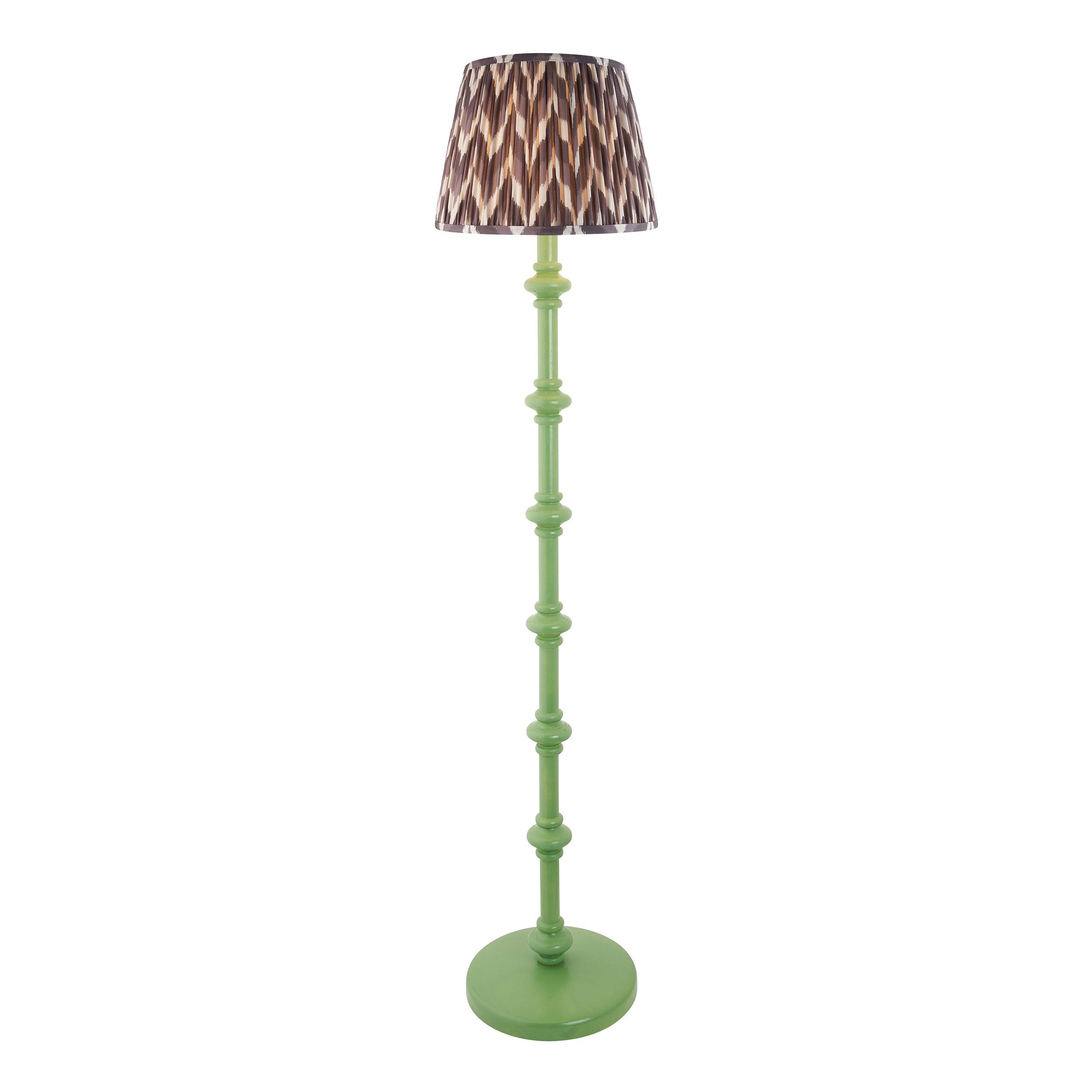 Carnaby Green Floor Lamp & Zigzag 35cm Pearl Grey Shade