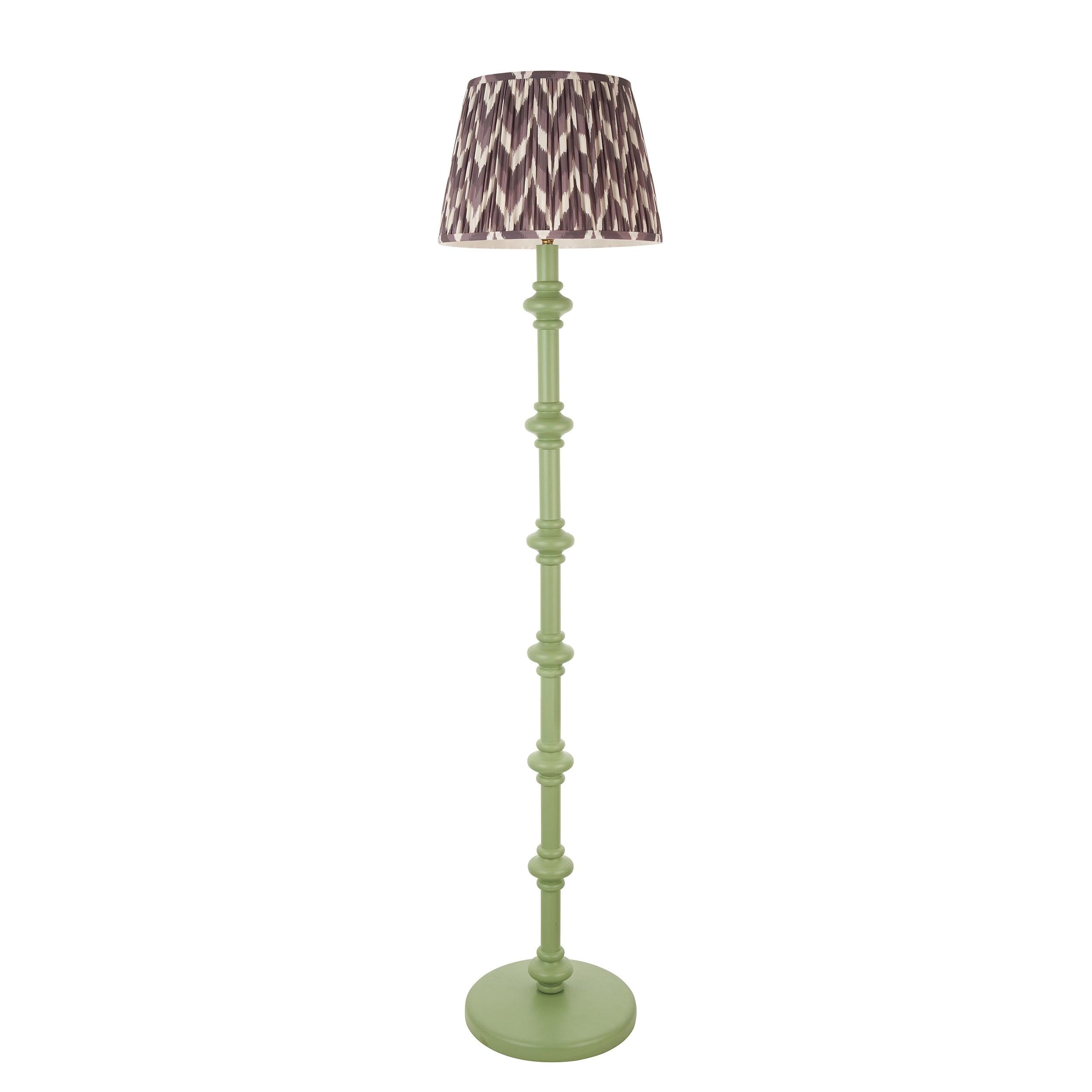 Carnaby Green Floor Lamp & Zigzag 35cm Pearl Grey Shade