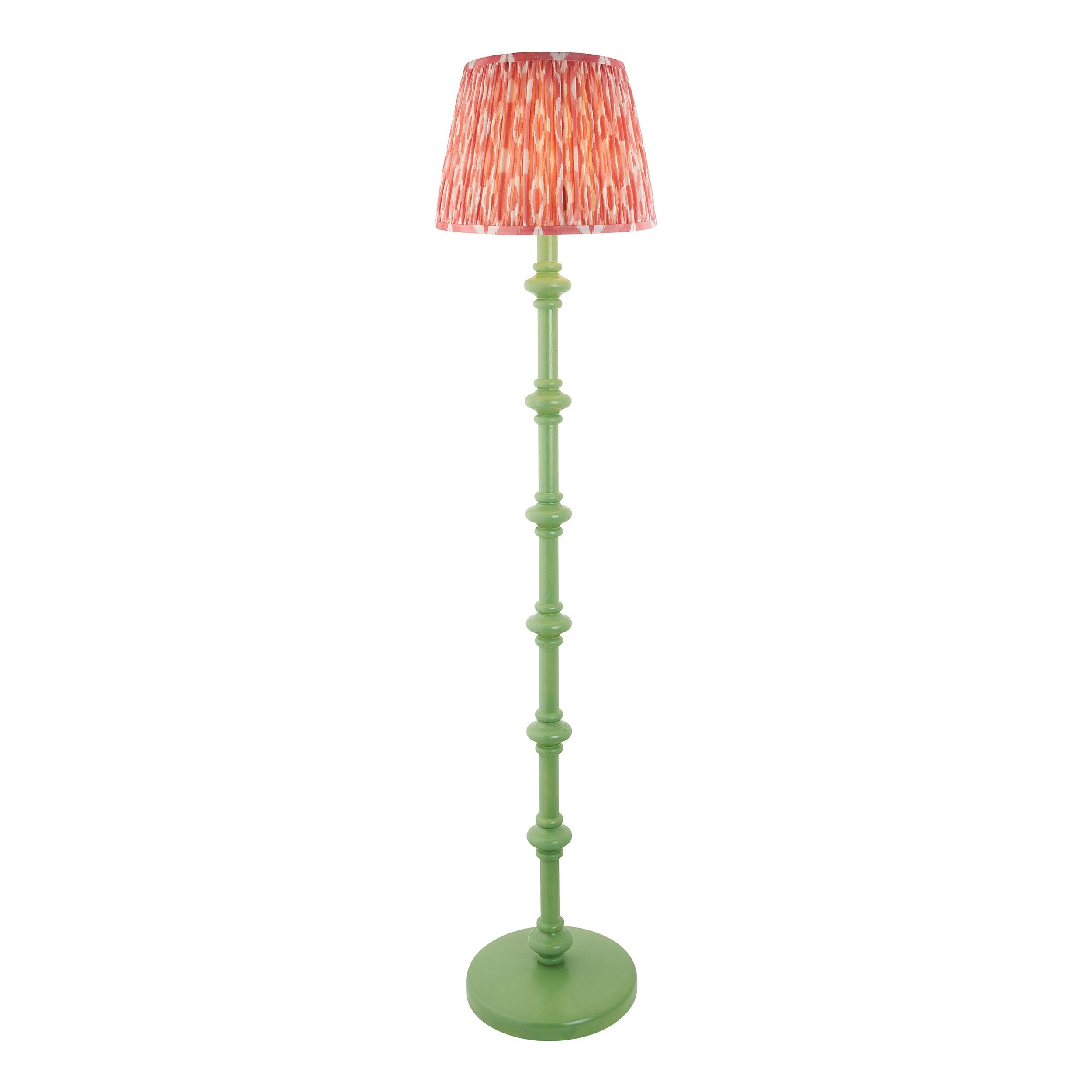 Carnaby Green Floor Lamp & Ikat 35cm Coral Pink Shade