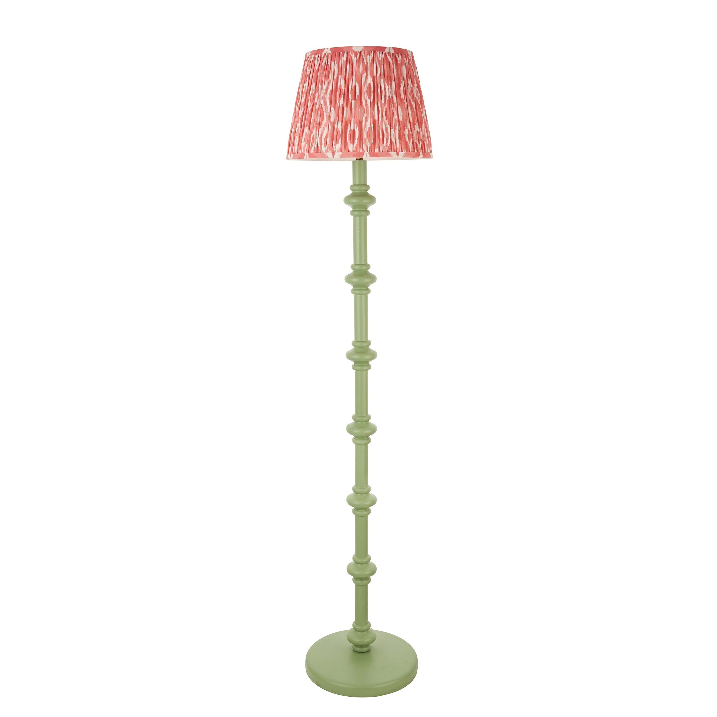 Carnaby Green Floor Lamp & Ikat 35cm Coral Pink Shade