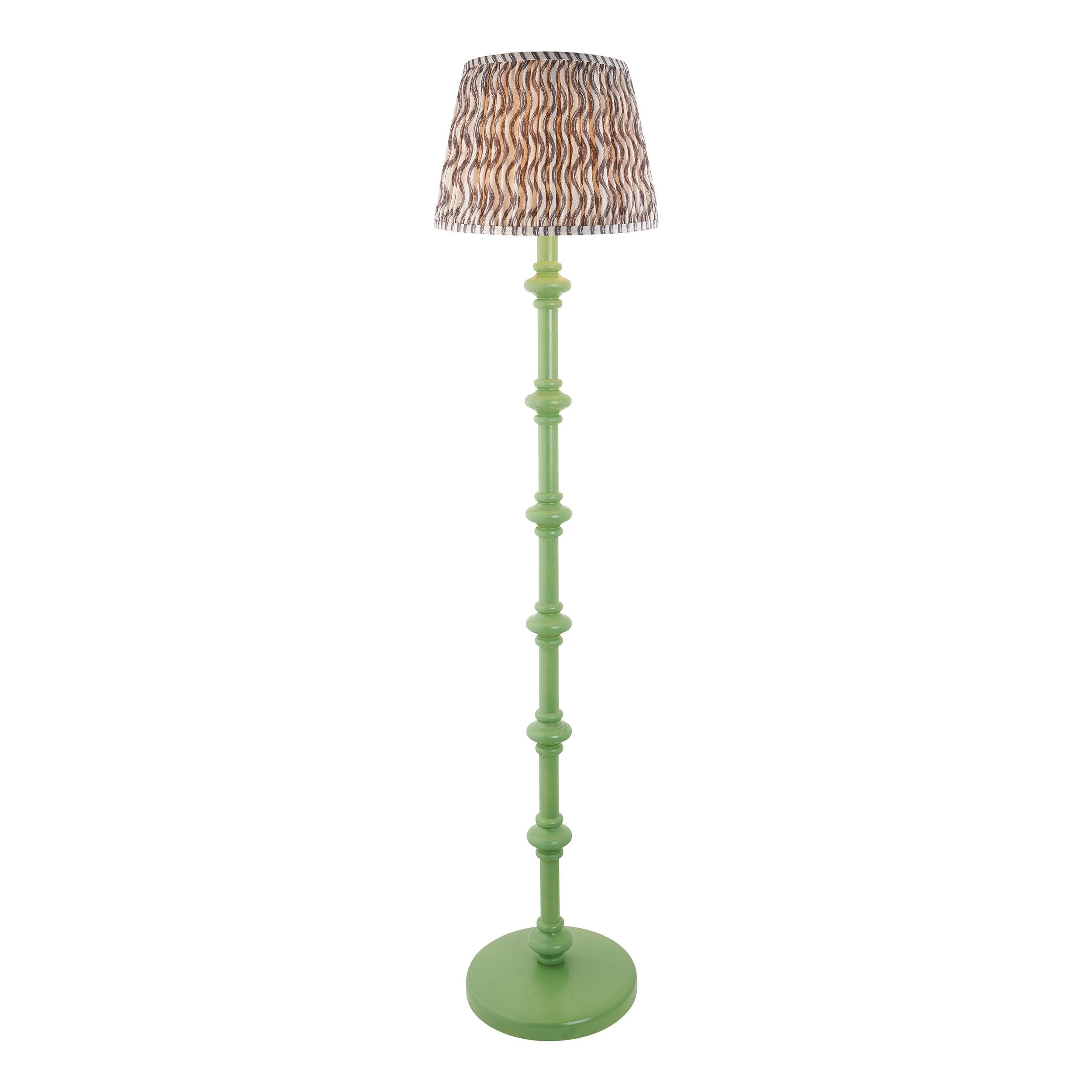 Carnaby Green Floor Lamp & Ripple 35cm Pearl Grey Shade