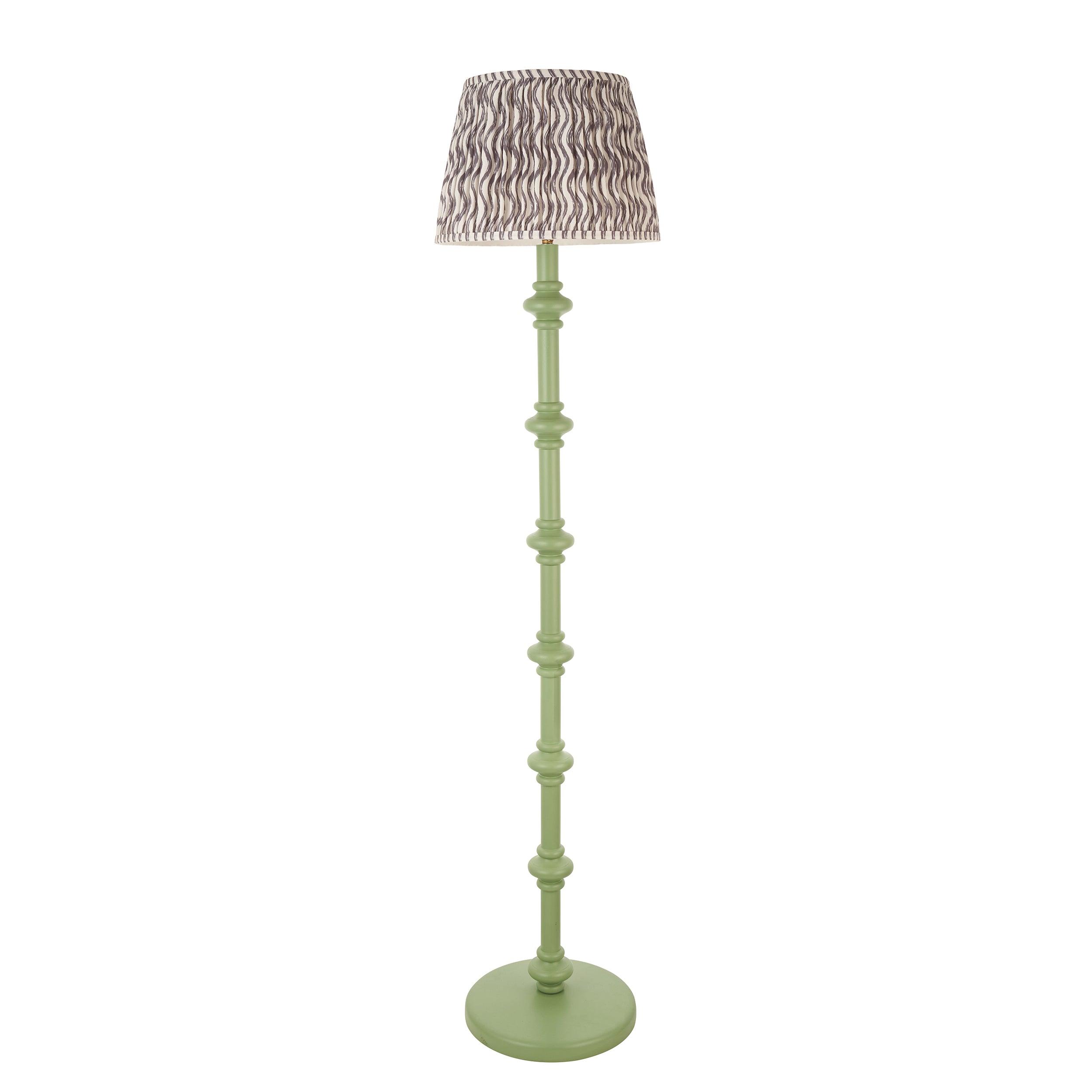 Carnaby Green Floor Lamp & Ripple 35cm Pearl Grey Shade