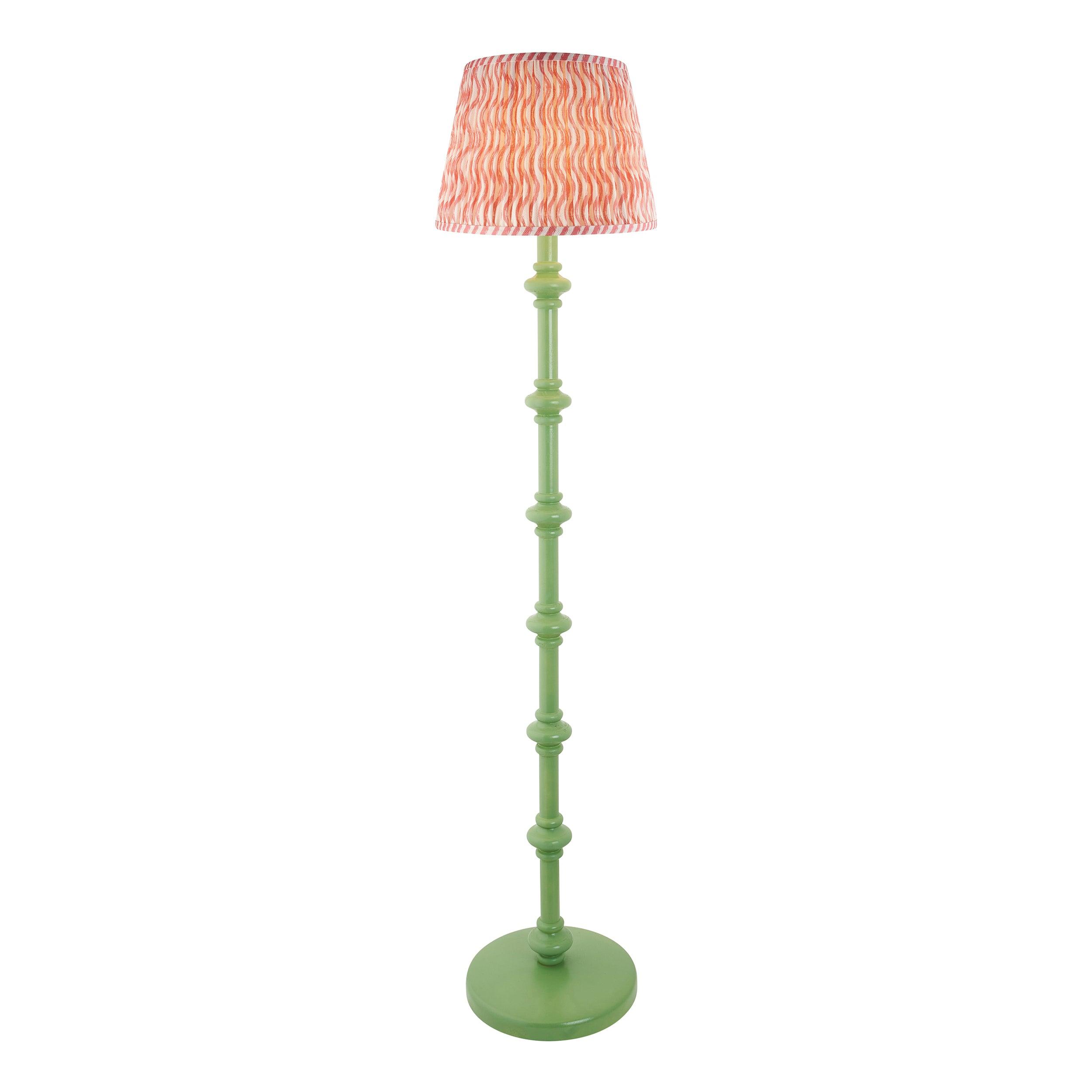 Carnaby Green Floor Lamp & Ripple 35cm Coral Pink Shade