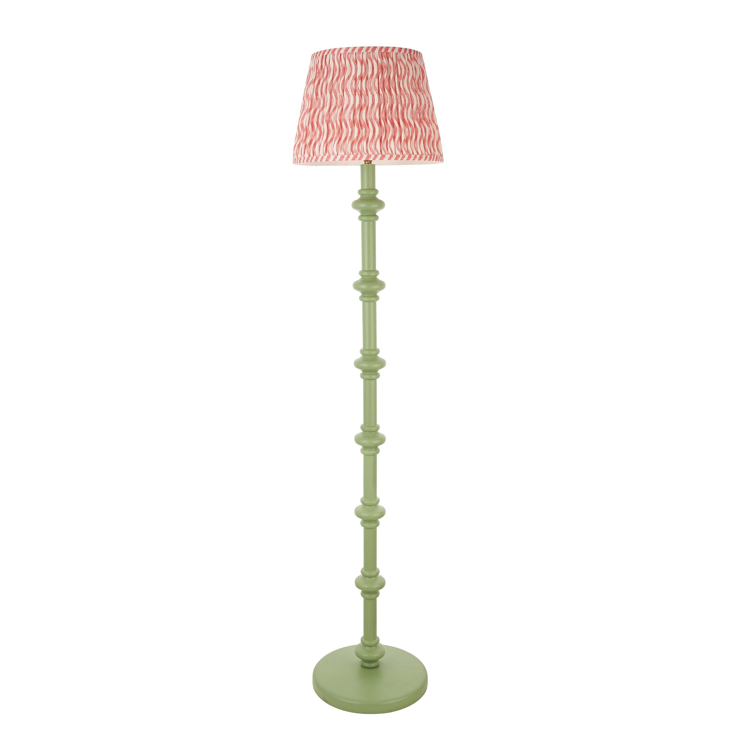 Carnaby Green Floor Lamp & Ripple 35cm Coral Pink Shade