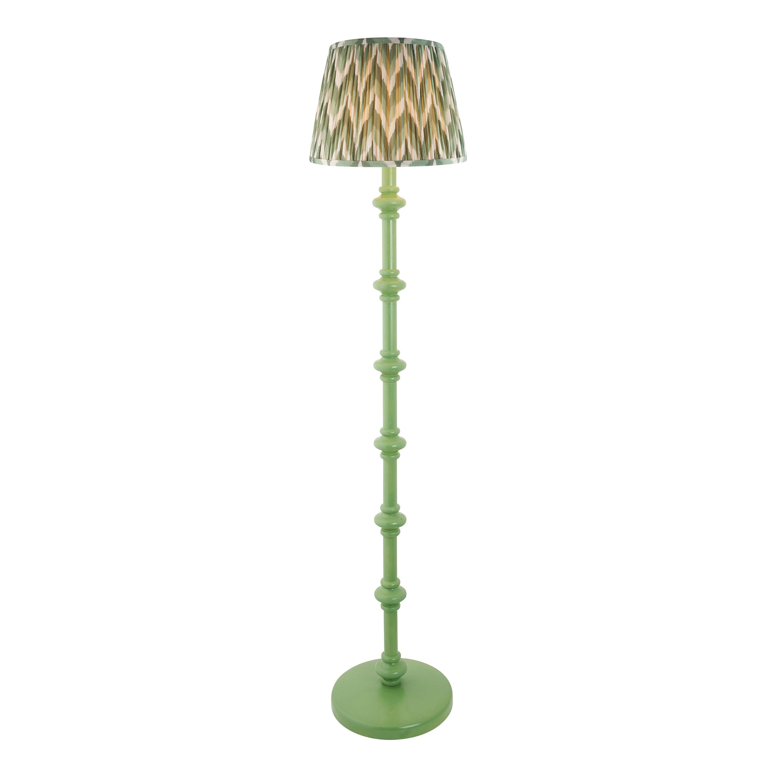 Carnaby Green Floor Lamp & Zigzag 35cm Cotswold Green Shade