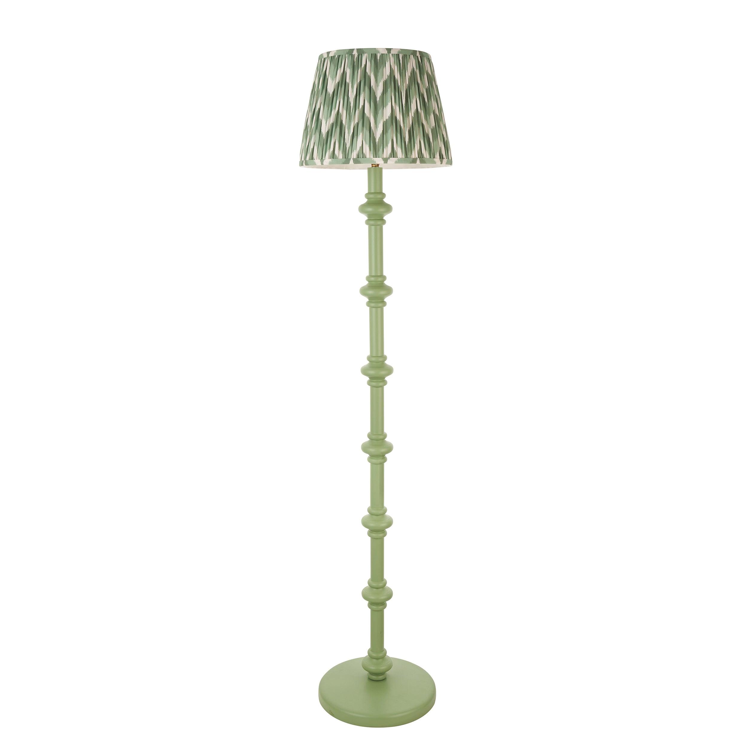 Carnaby Green Floor Lamp & Zigzag 35cm Cotswold Green Shade