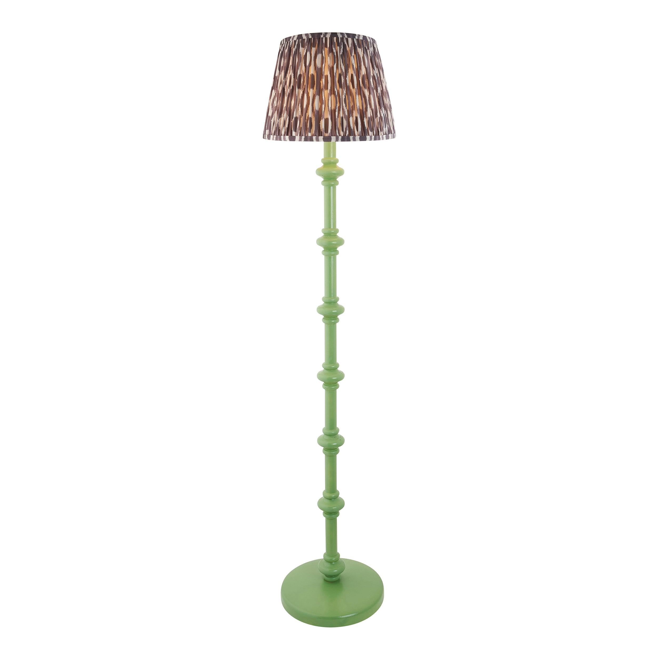 Carnaby Green Floor Lamp & Ikat 35cm Pearl Grey Shade