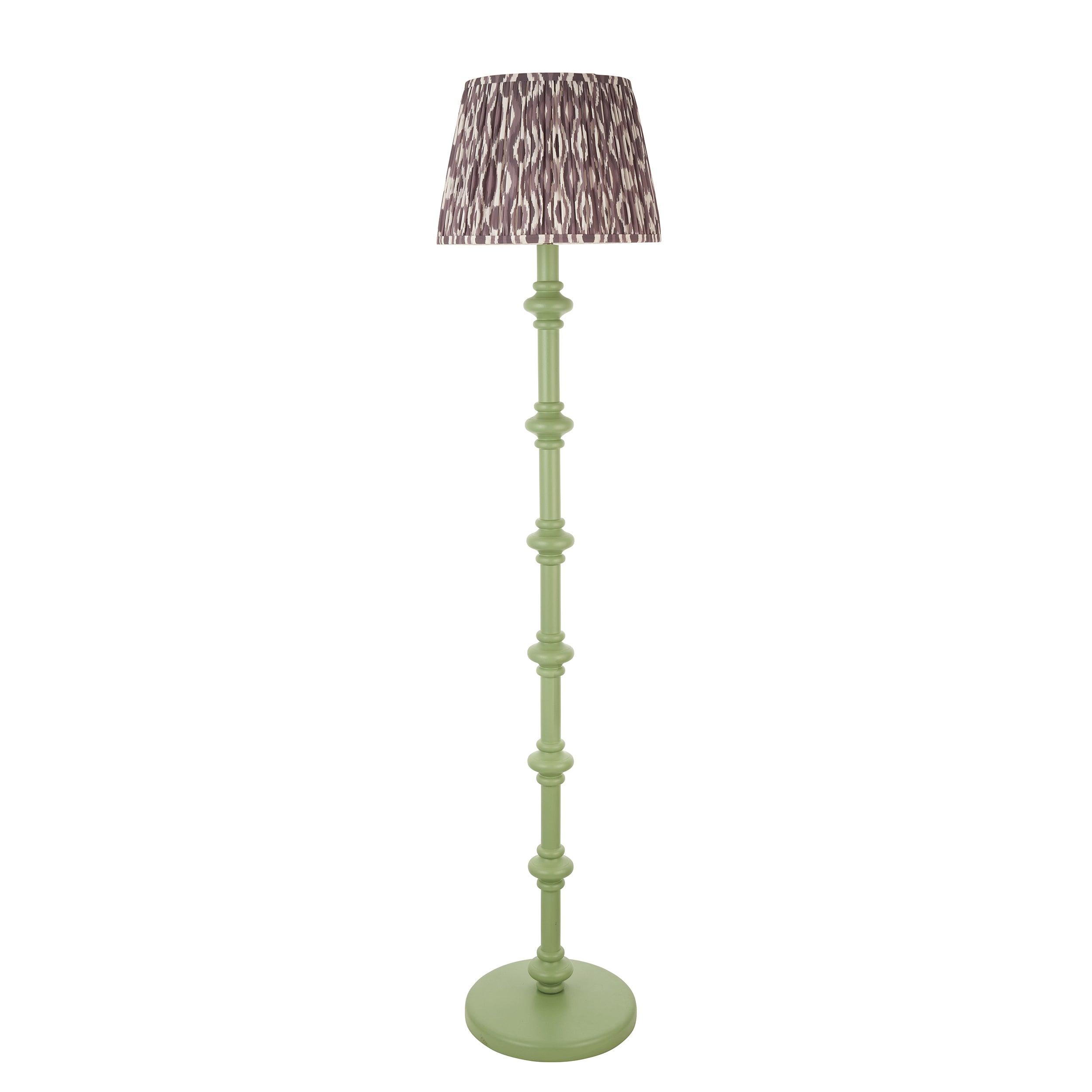 Carnaby Green Floor Lamp & Ikat 35cm Pearl Grey Shade