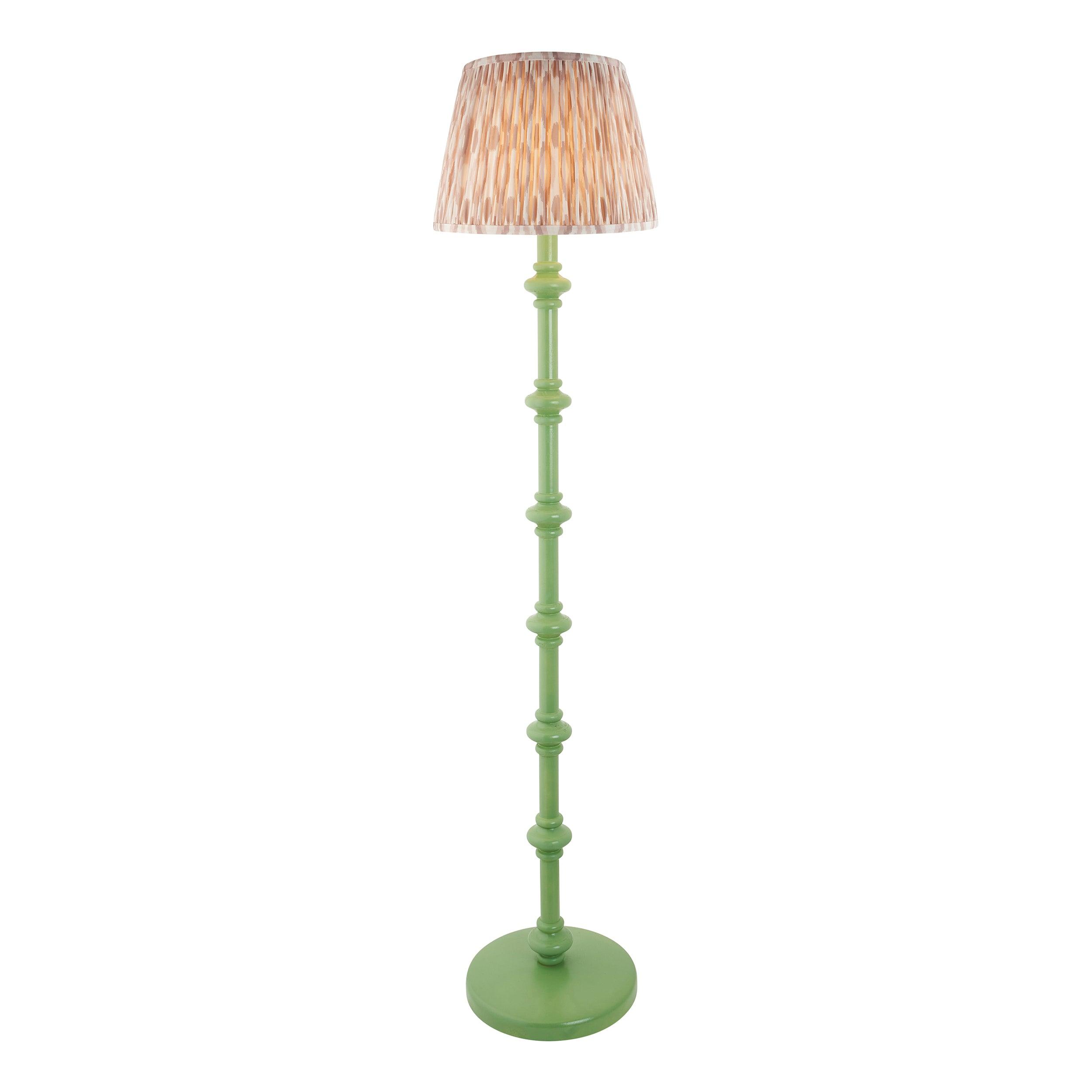 Carnaby Green Floor Lamp & Ikat 35cm Neutral Shade