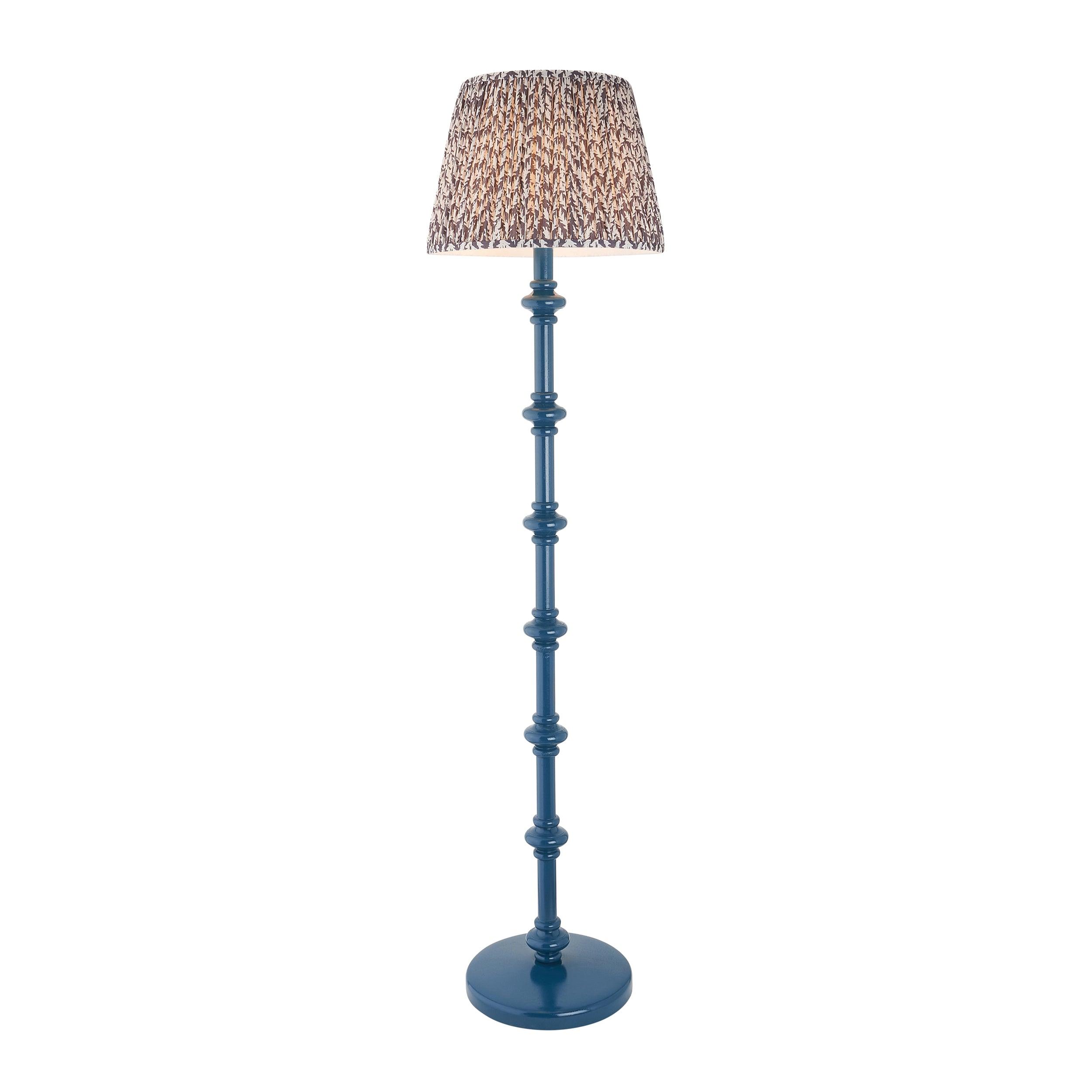 Carnaby Blue Floor Lamp & Leaf 35cm Pearl Grey Shade