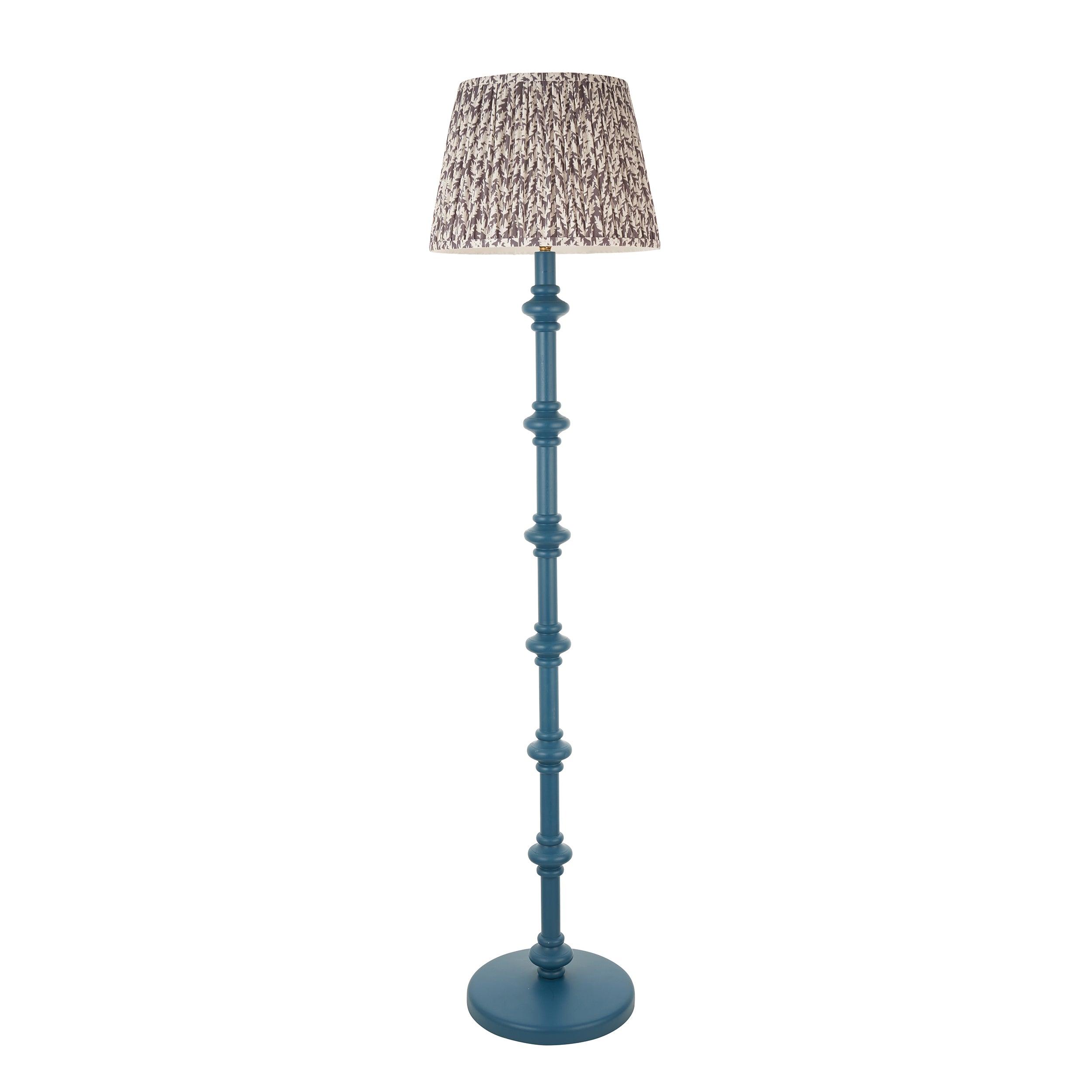 Carnaby Blue Floor Lamp & Leaf 35cm Pearl Grey Shade