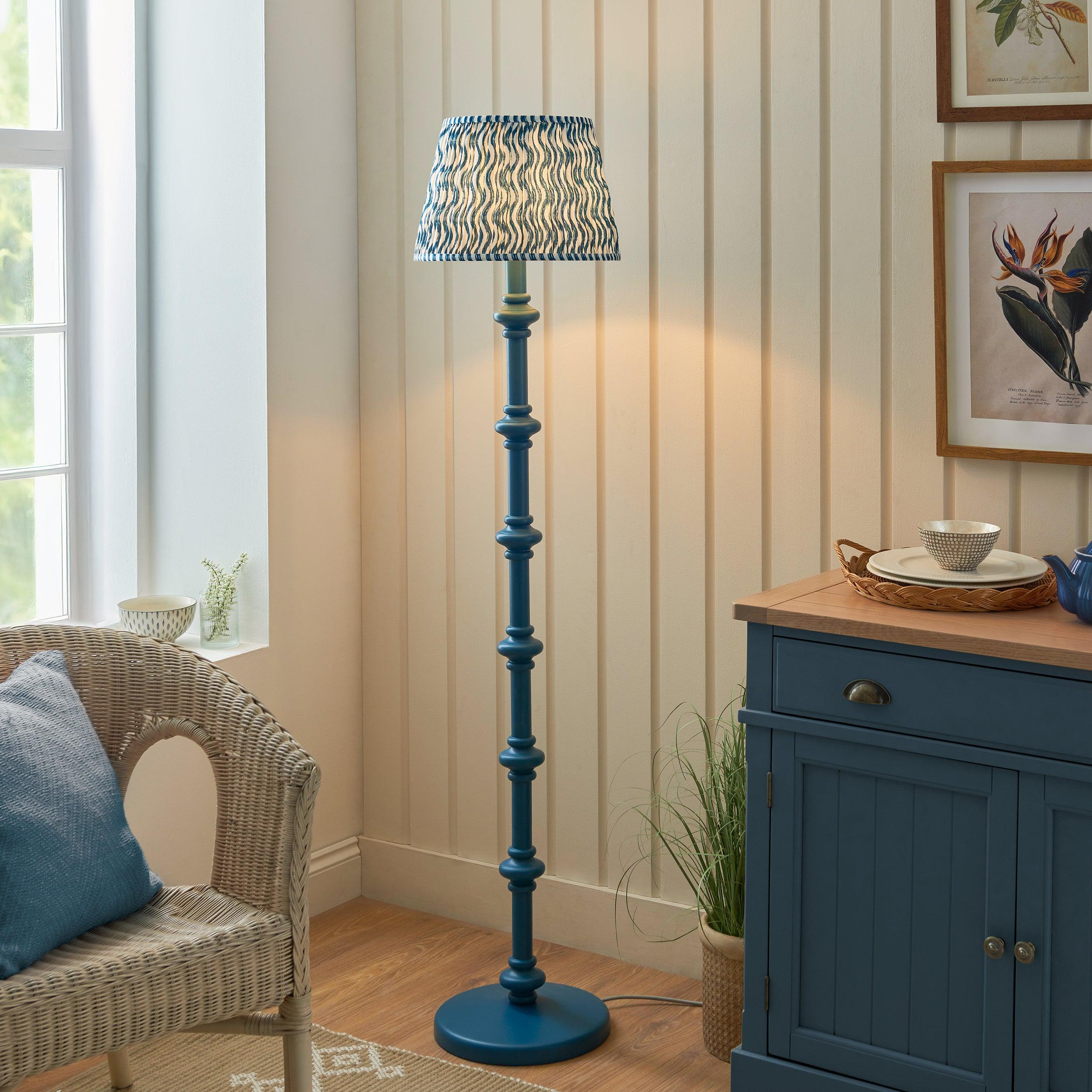 Carnaby Blue Floor Lamp & Ripple 35cm Marlin Blue Shade