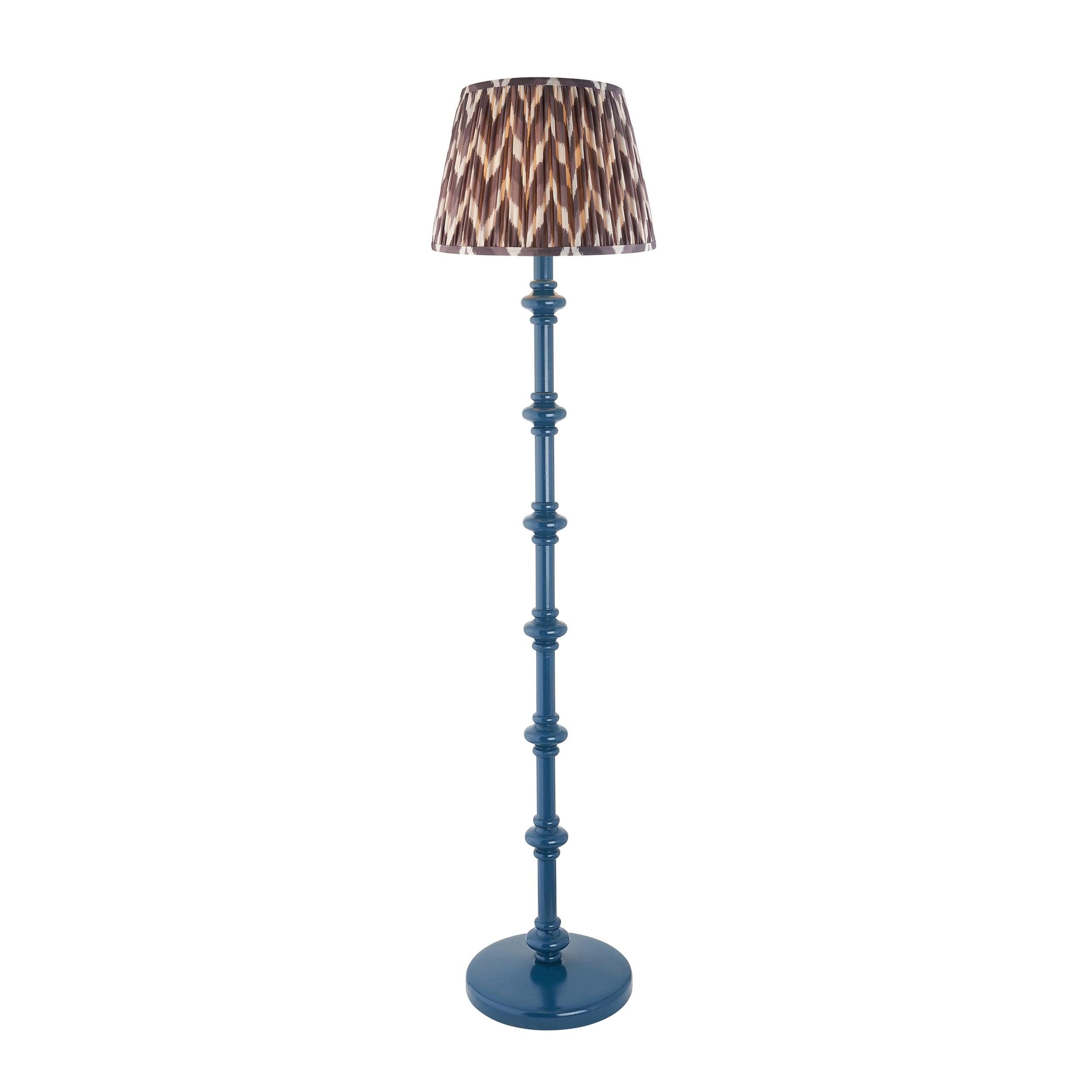Carnaby Blue Floor Lamp & Zigzag 35cm Pearl Grey Shade