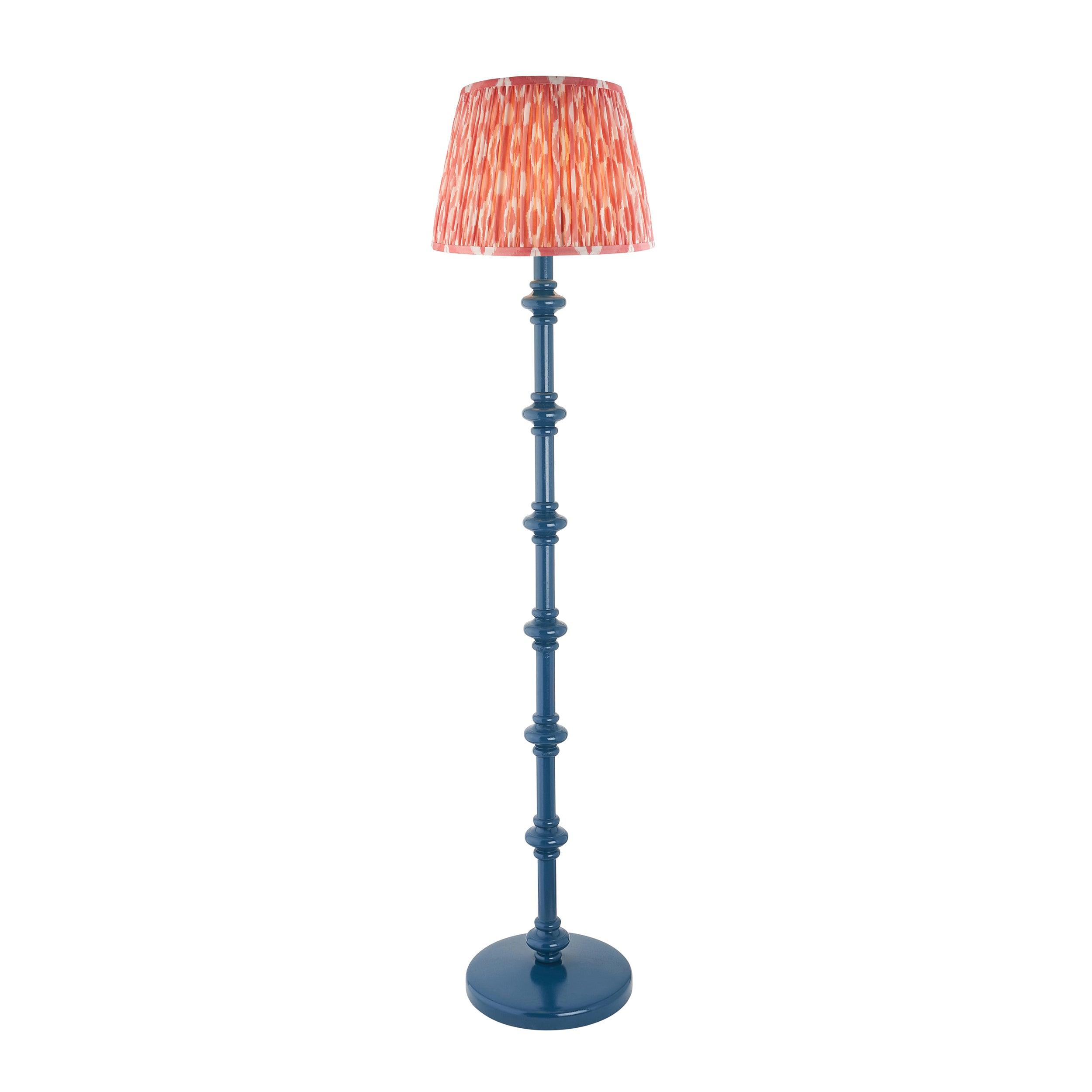 Carnaby Blue Floor Lamp & Ikat 35cm Coral Pink Shade