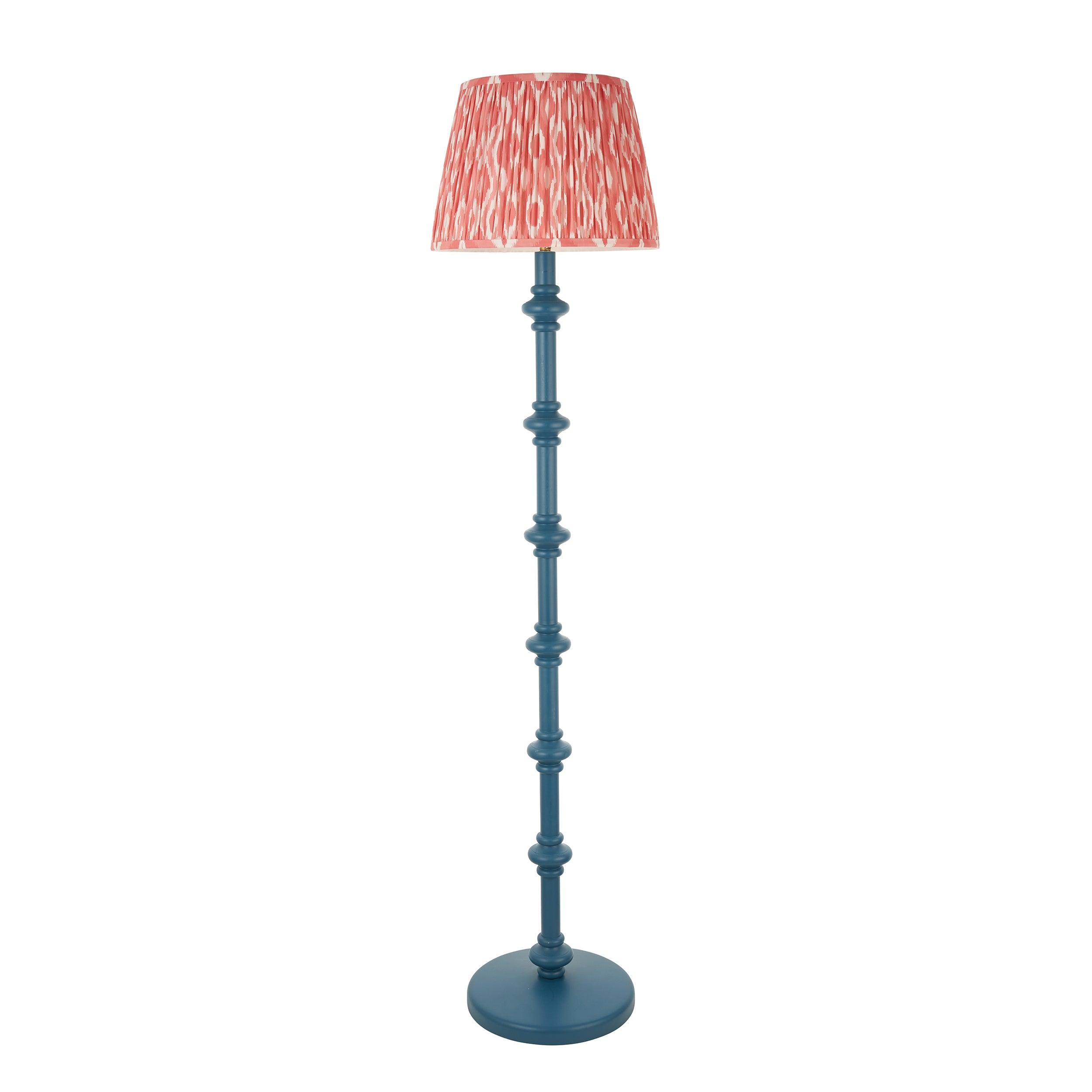 Carnaby Blue Floor Lamp & Ikat 35cm Coral Pink Shade
